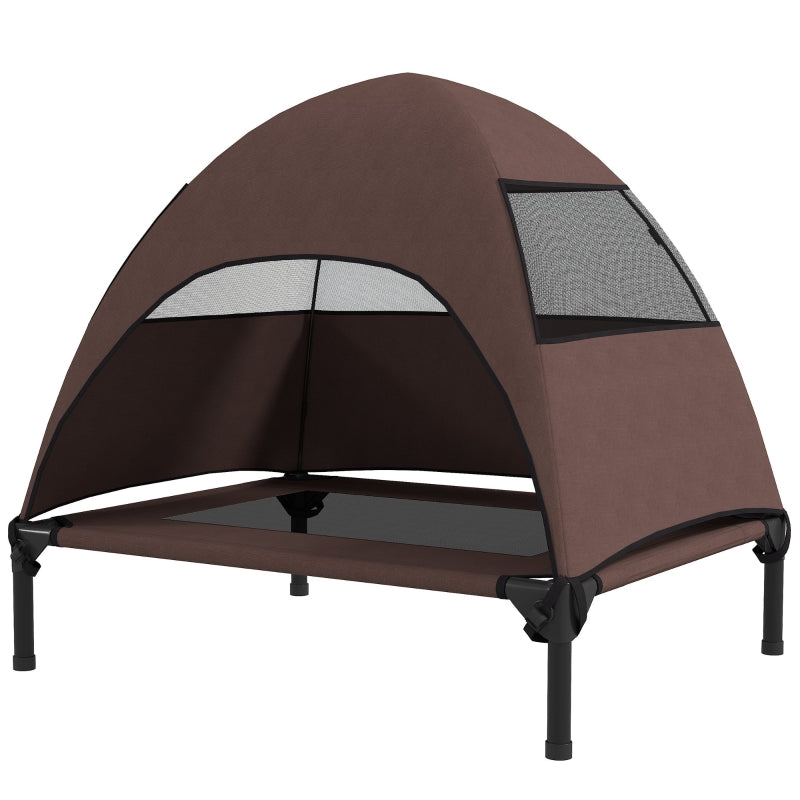 Outdoor Dog Bed with Roof, Raised for Medium Dogs, Coffee