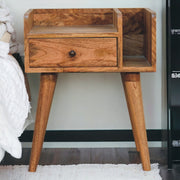 Solid Wood Collective Bedside 1 Drawer 2 Open Slots Brown
