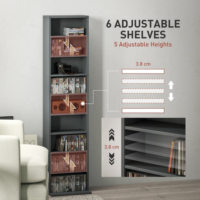 260 Narrow CD/DVD Storage Unit Tall Design Grey