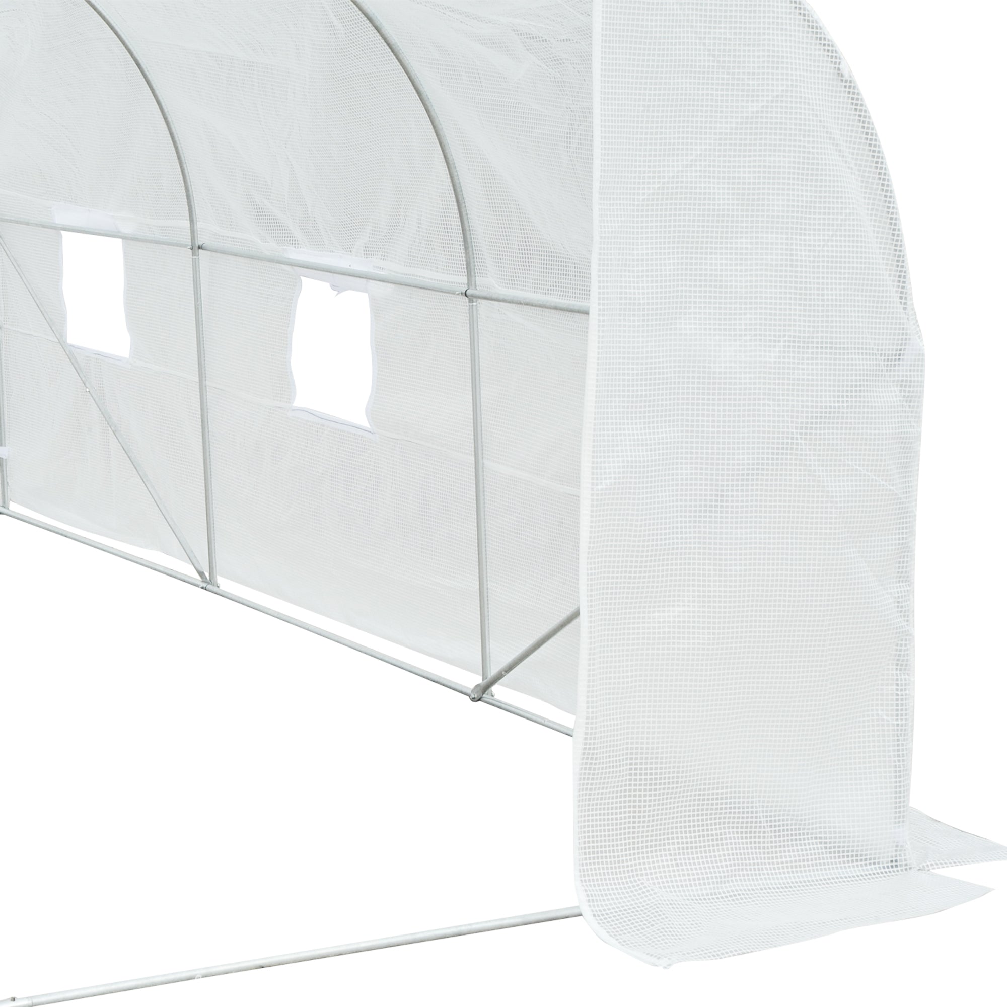 Walk-In Polytunnel Greenhouse, 4.5 x 3 x 2m with Door and Windows, White