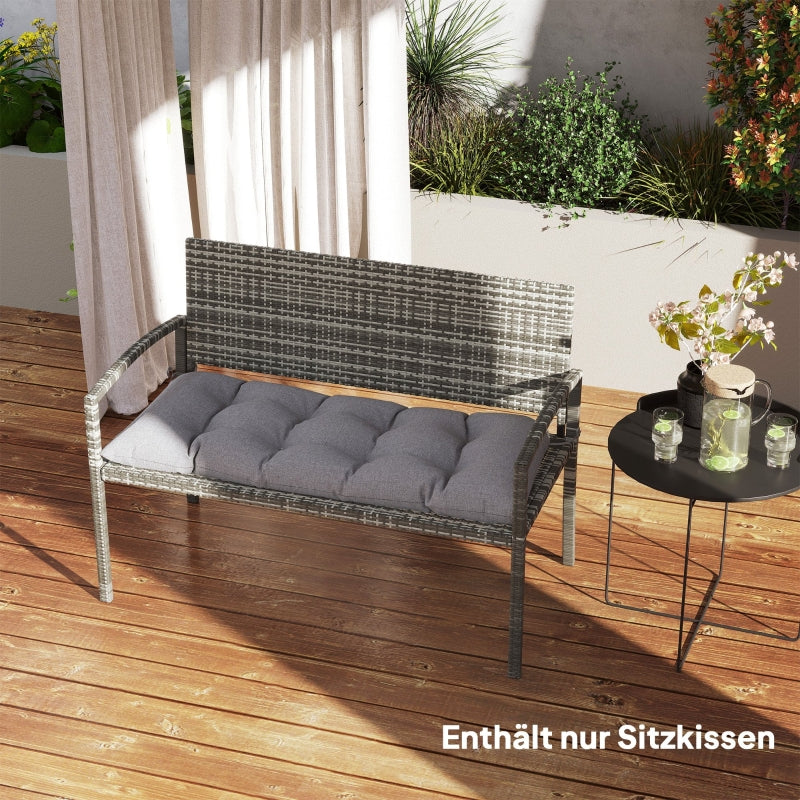 Bench Cushion with Ties Outdoor Water-Repellent UPF50+ 105 x 46 x 12.5 cm Grey