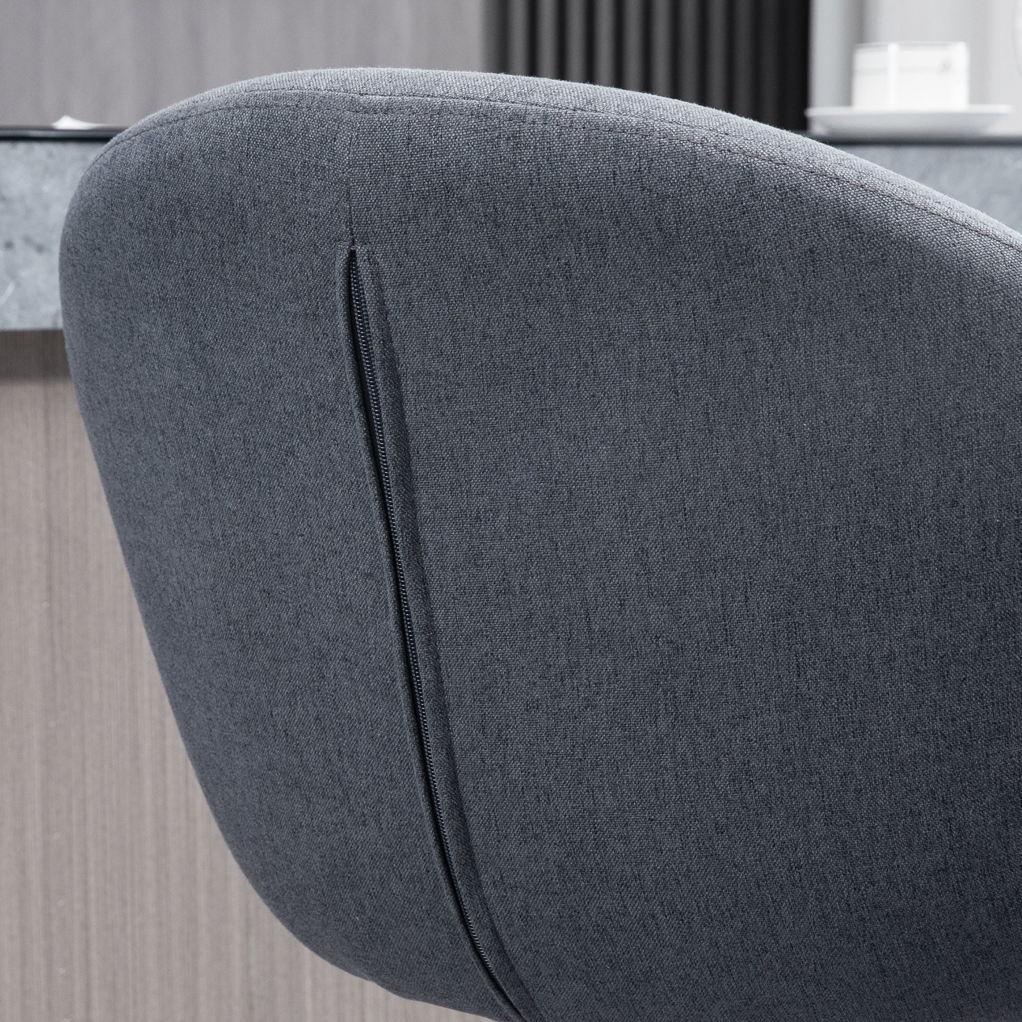 Bar Stool, Height-Adjustable with Backrest and Footrest, Grey Linen Look