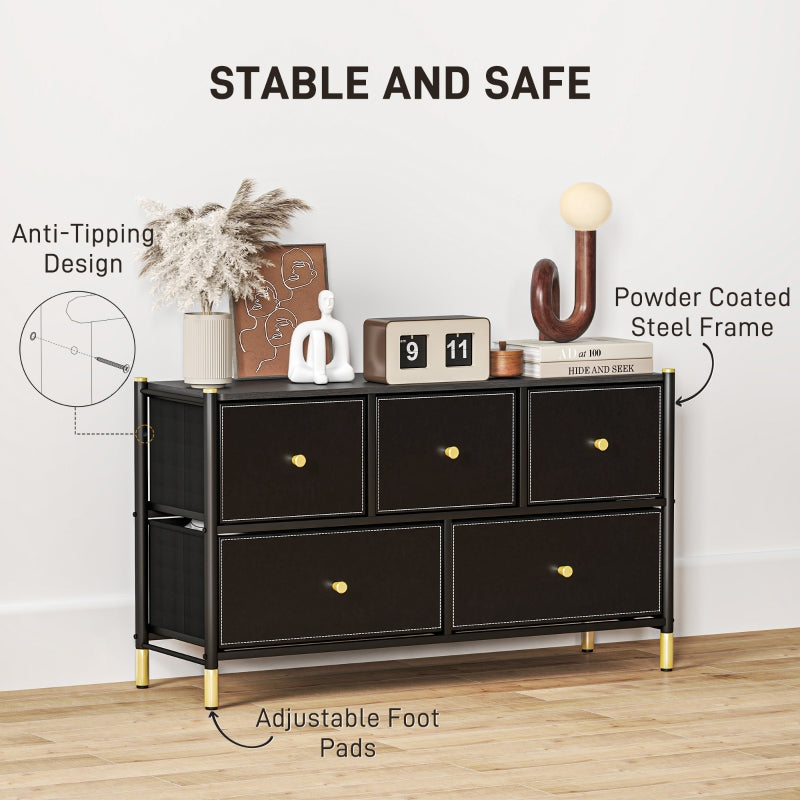 Chest of Drawers with Faux Leather Front, Black