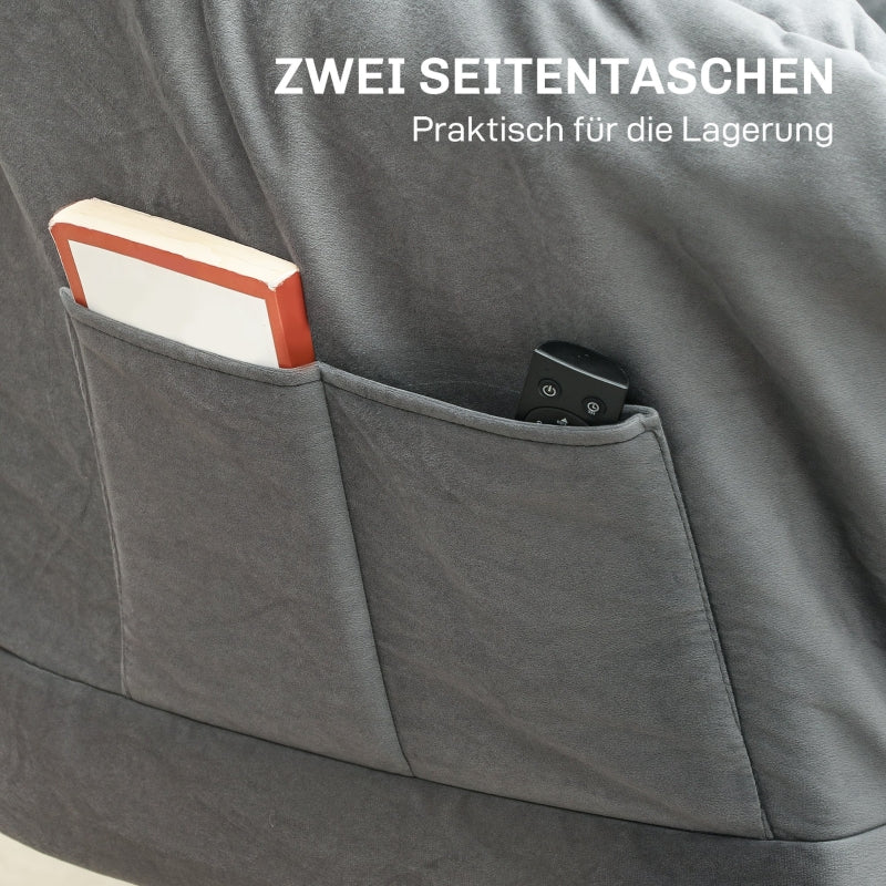 Armchair Lounge Chair Upholstered Velvet Look, Grey