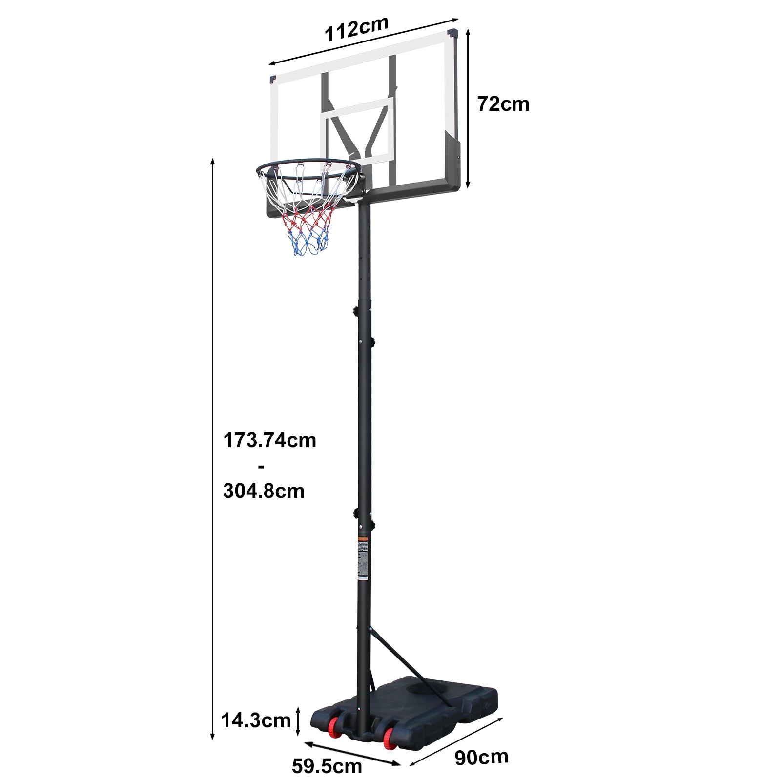 Outdoor Basketball Hoop with Height Adjustment and Rust-Proof Coating, White Silk-Screen Design