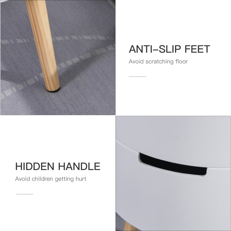 3-Tier Coffee Table, Round End Table with Hidden Storage and Detachable Tray, White Engineered Wood