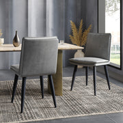 2 Dining Chairs Modern Double-Layered Cushions - PU Grey
