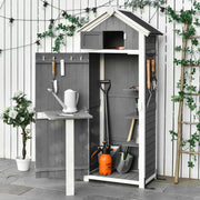 Garden Cabinet Wooden Tool Shed with Door and Roof Grey