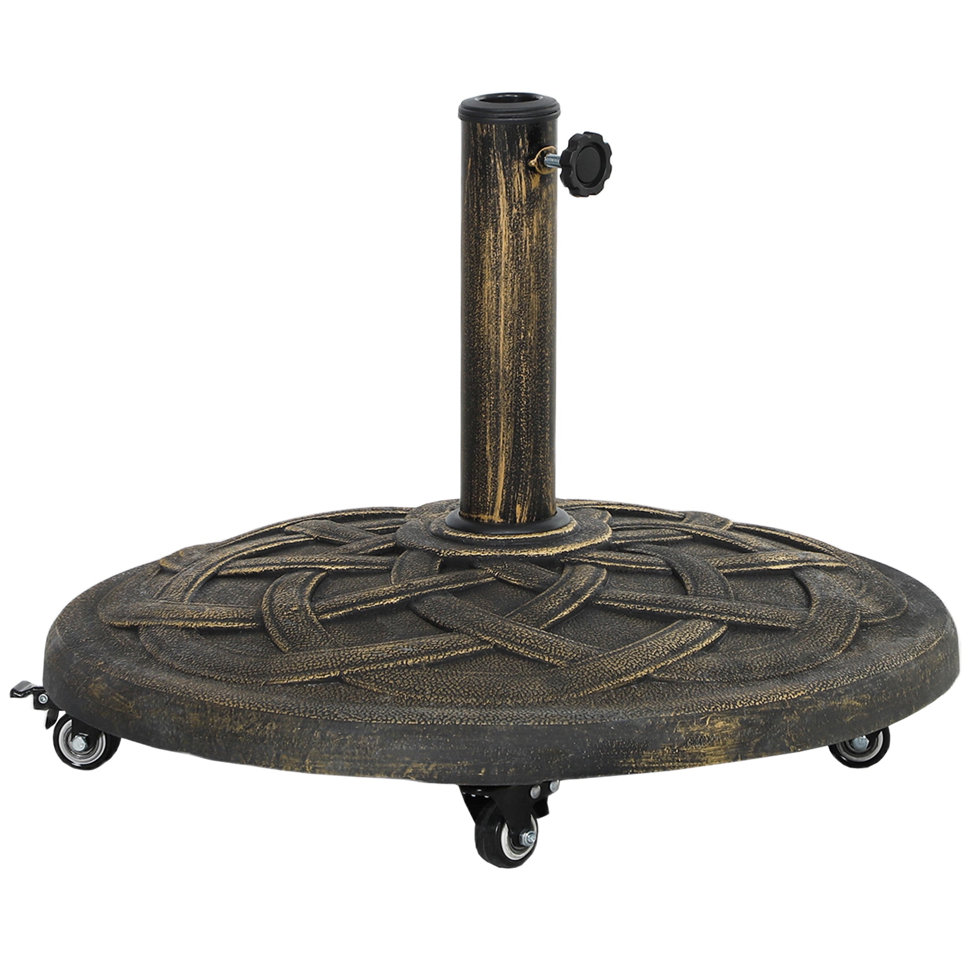 Parasol Base with Wheels, Round Holder for 34/38/48mm Poles, Concrete Bronze