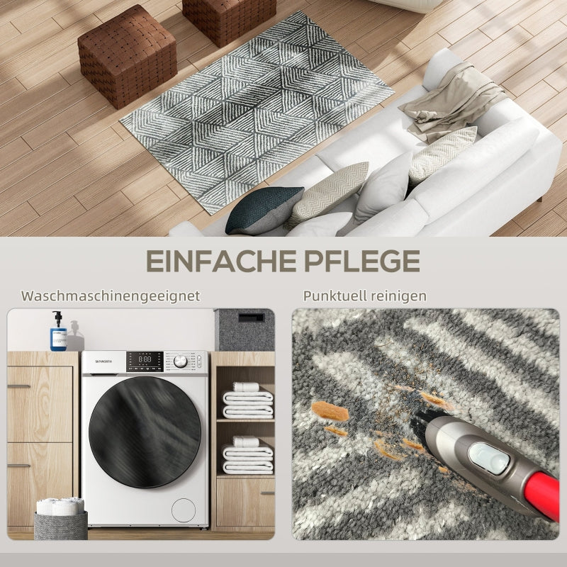 Rug Living Room, Modern Style Washable Area, Dark Grey