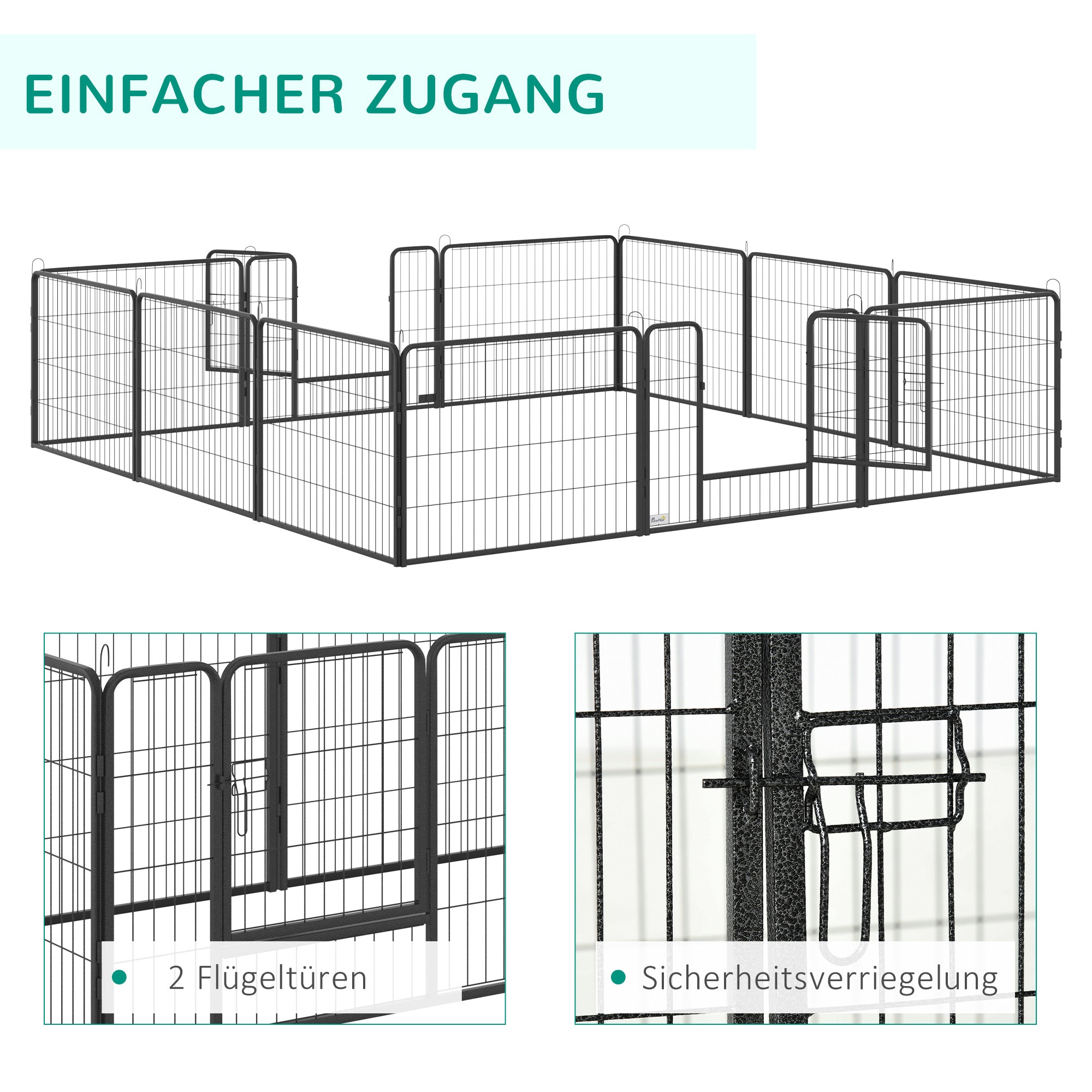 Outdoor Playpen Puppy Run 60cm High 12 Panels Steel Black
