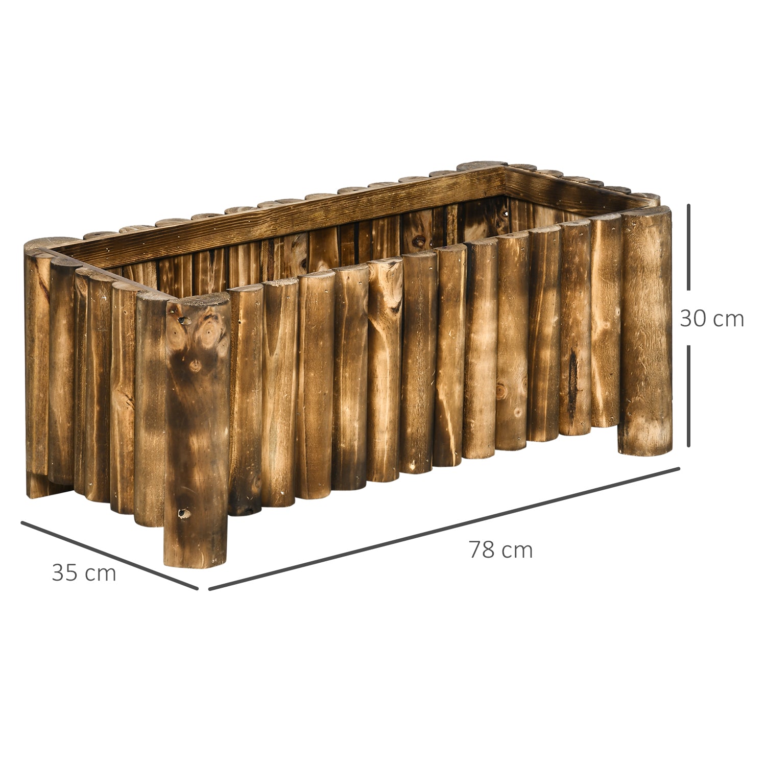 Raised Flower Bed, 52L Rectangular Planter Herb Pot, Wooden