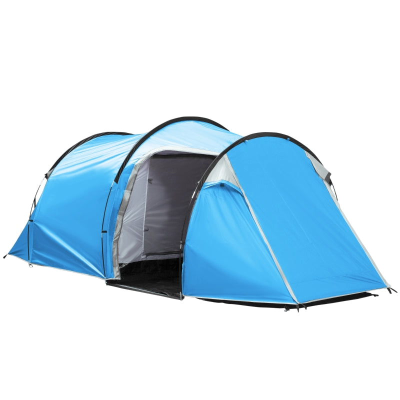 Tunnel Tent 2-3 Man Vestibule Weather-Resistant Camping Light Blue & Grey