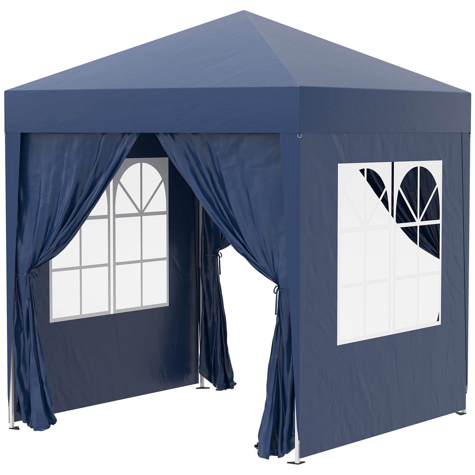 2x2m Pop Up Gazebo Tent with Water Resistant Sidewalls and Windows, Blue