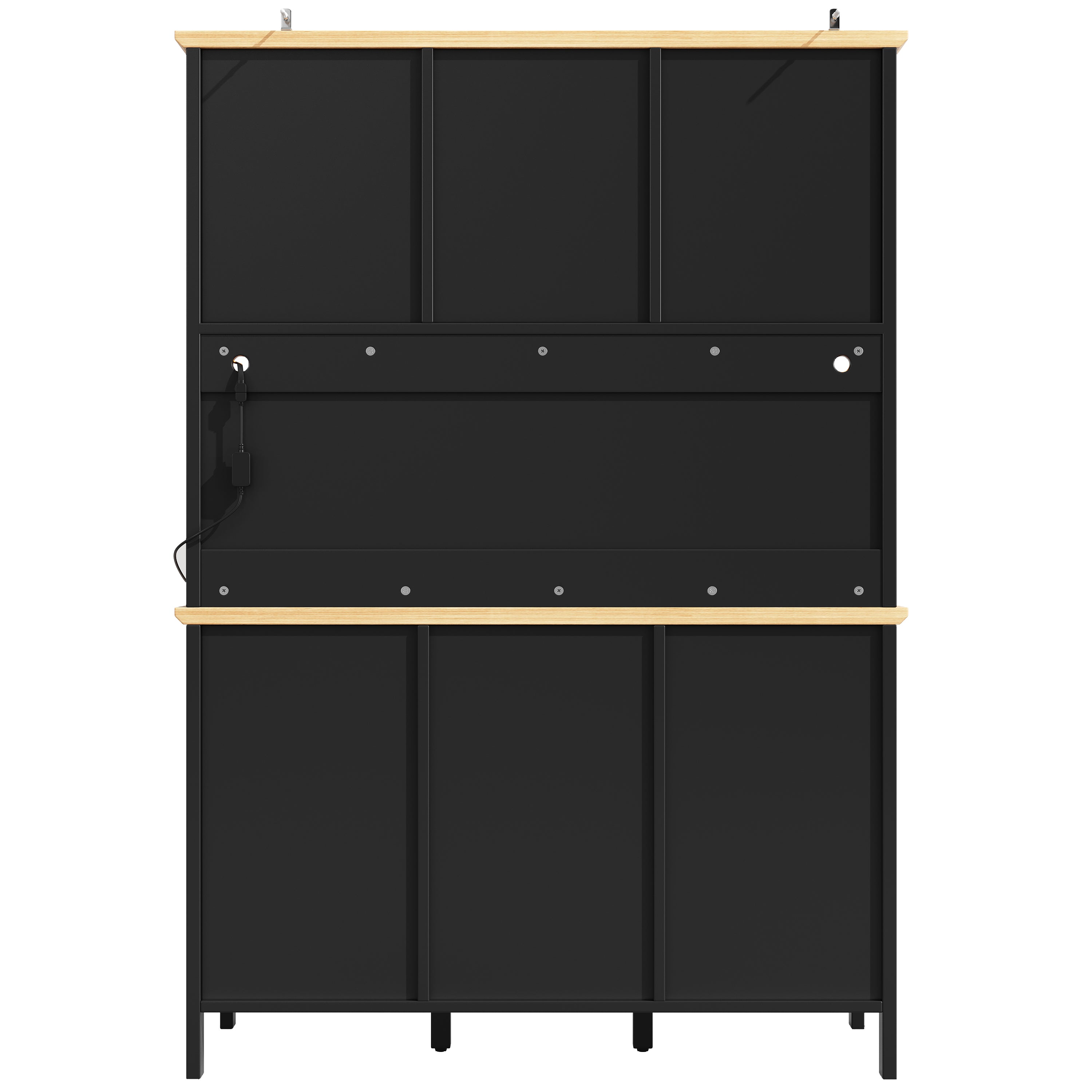 Tall Sideboard with LED Lighting, 4 Doors and 3 Drawers, White and Black