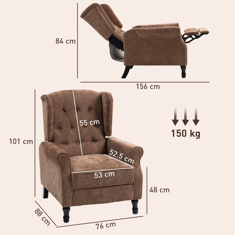 Vintage Armchair 150° Reclining with Footrest, Brown