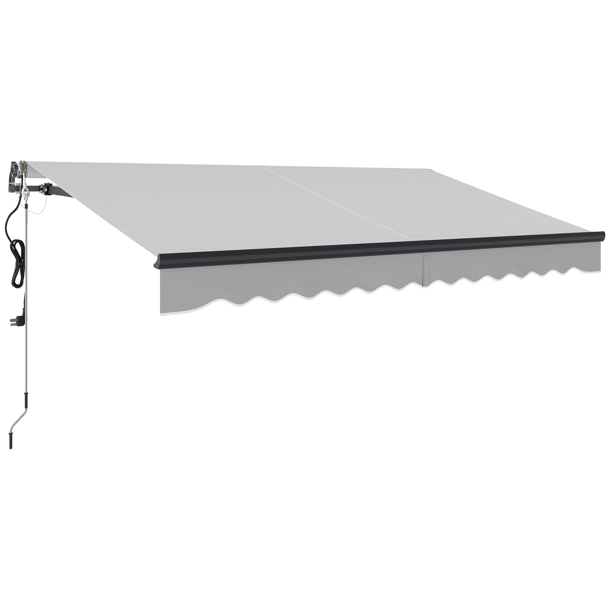 Electric Retractable Awning, 3.5 x 3m Remote Control Aluminium Frame UPF30+ Canopy, Light Grey