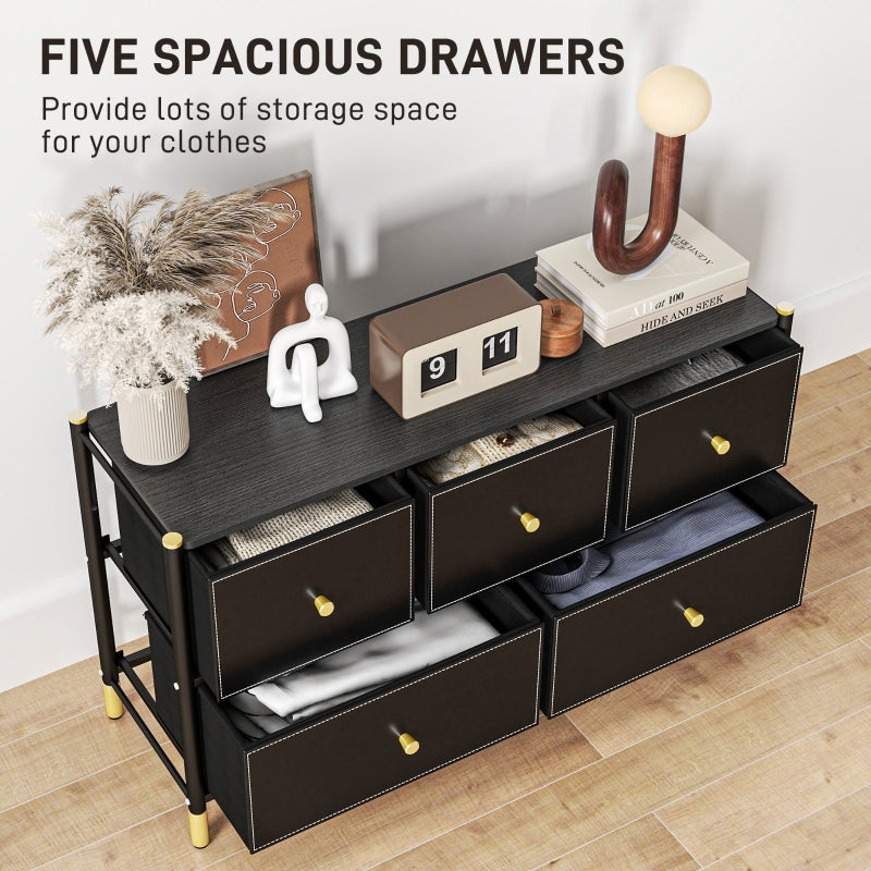 Chest of Drawers with Faux Leather Front, Black