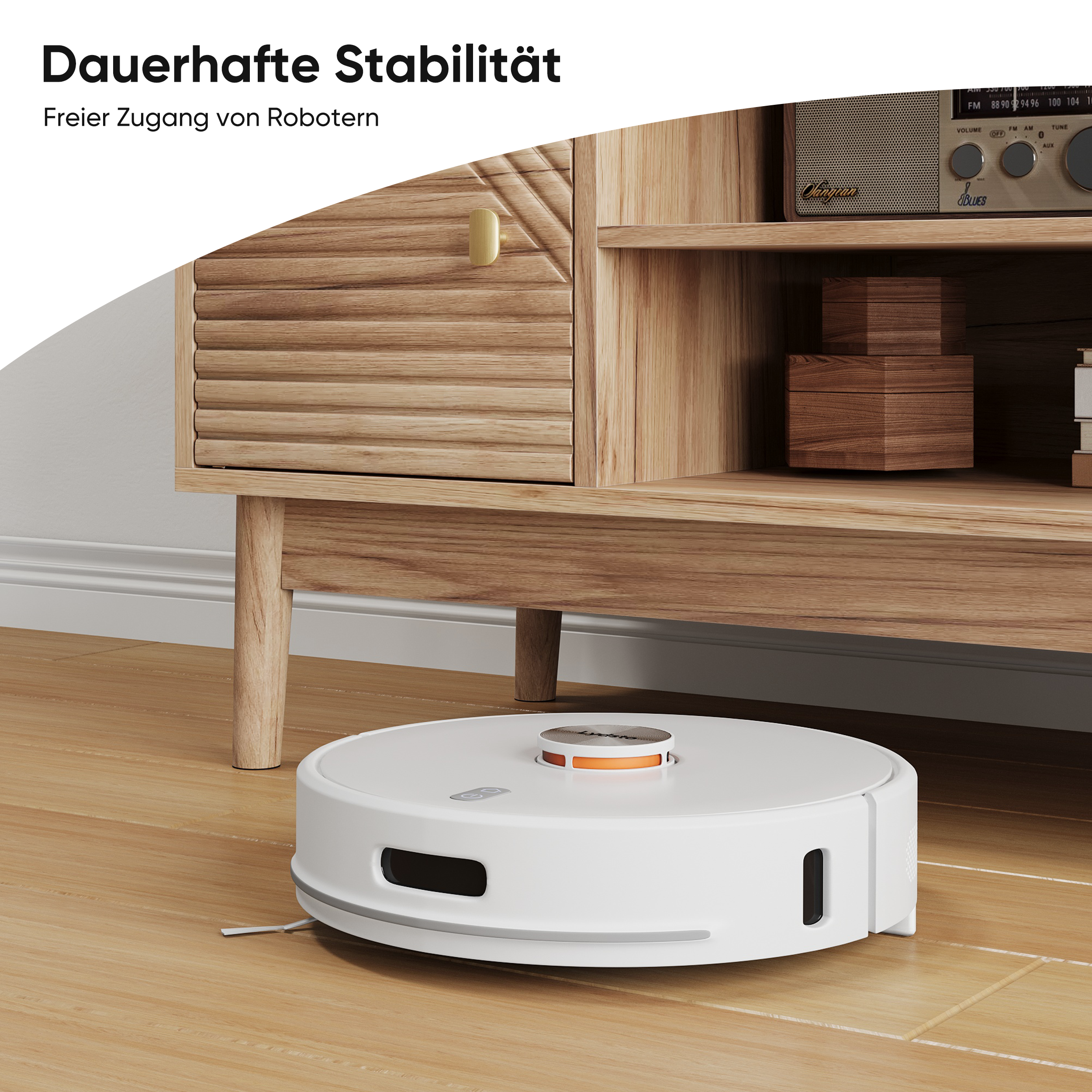 TV Stand 110cm High Mid-Century Modern Storage Media Console - Oak Color