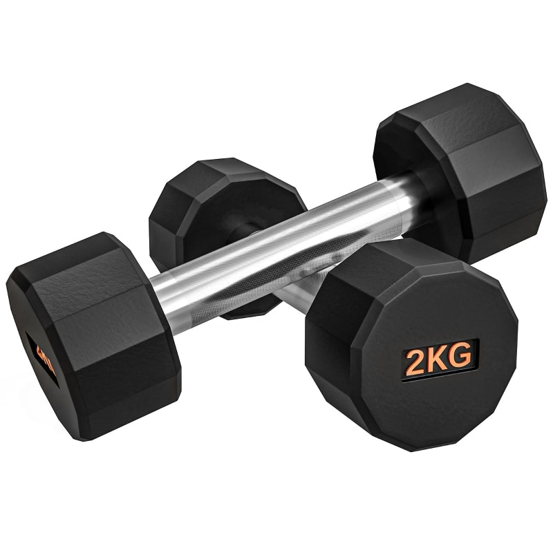 SPORTNOW Dumbbells Weights Set, 2 x 2kg, 12-Sided, Non-Slip Grip