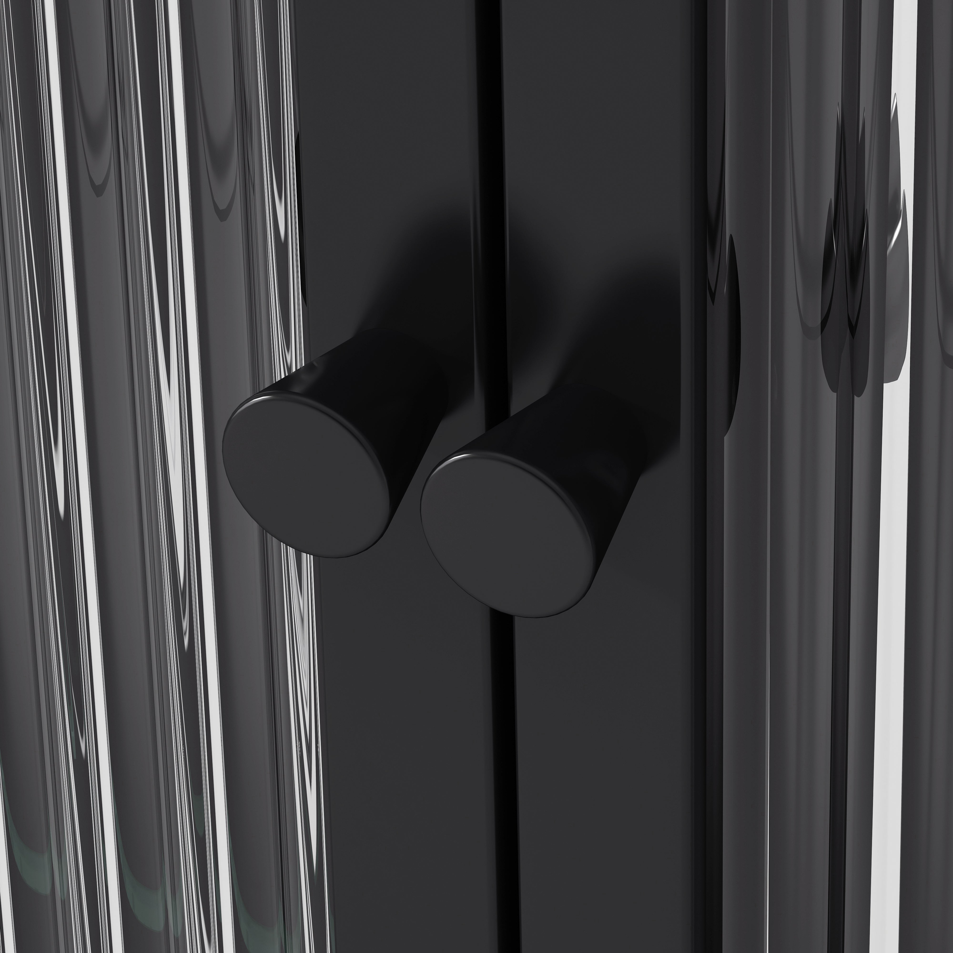 3 Door Arched Wall Mounted Glass Cabinets, Black