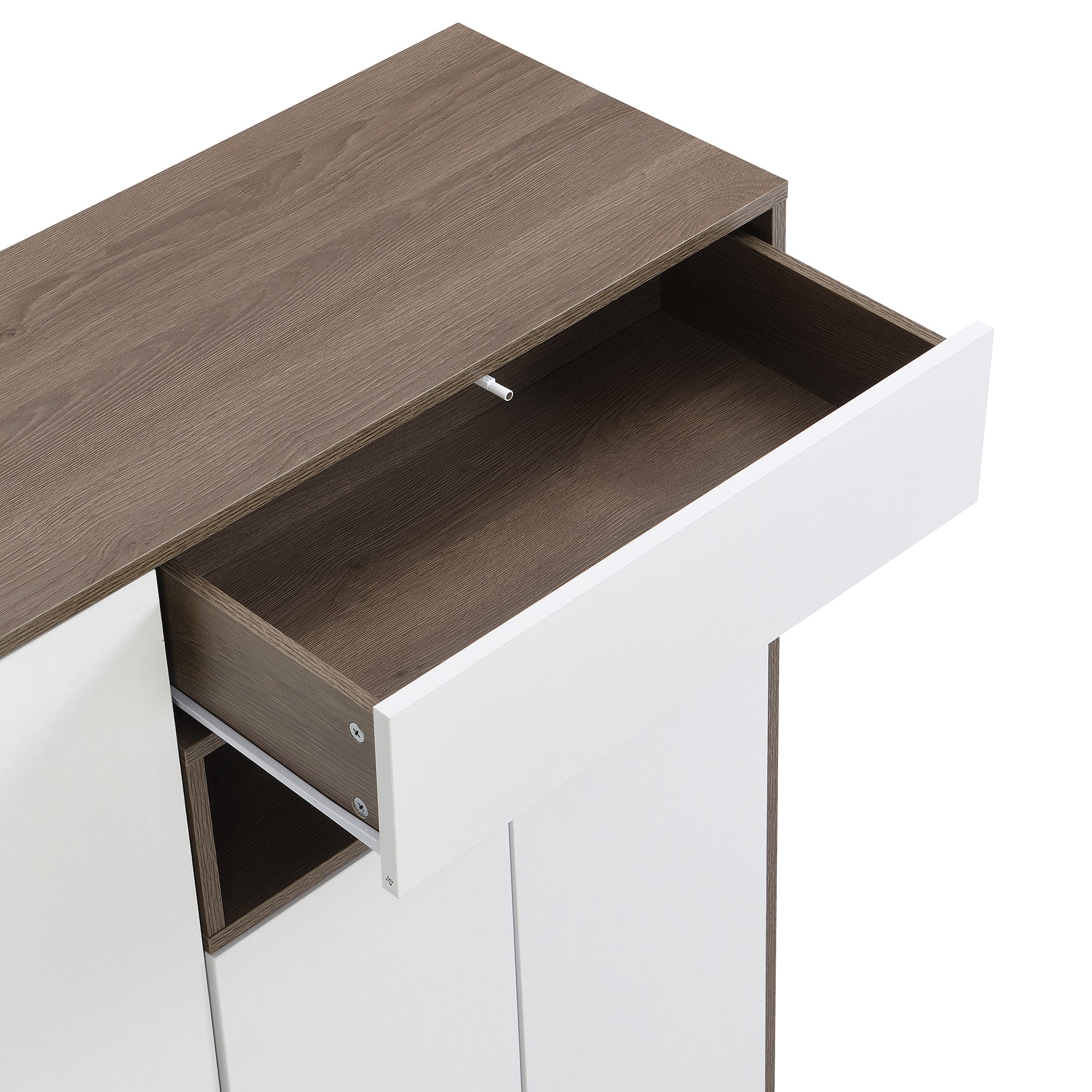 Shoe Storage Bench and Cabinet with Padded Seat, Adjustable Shelves, white