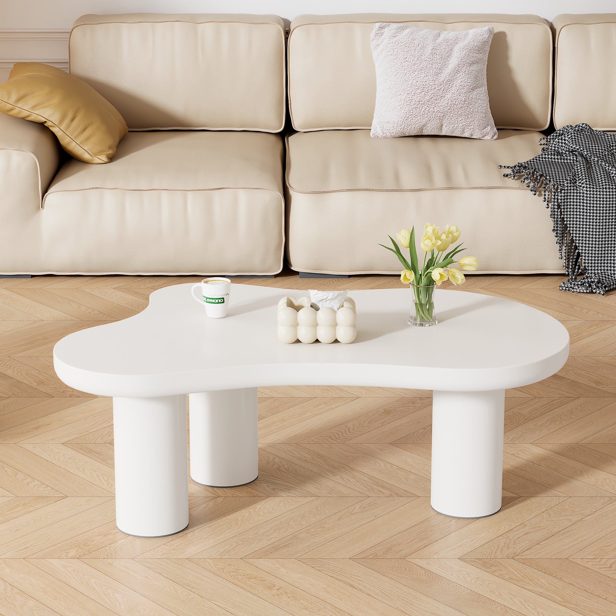 Irregular Cloud Coffee Table MDF Tabletop PVC Legs
