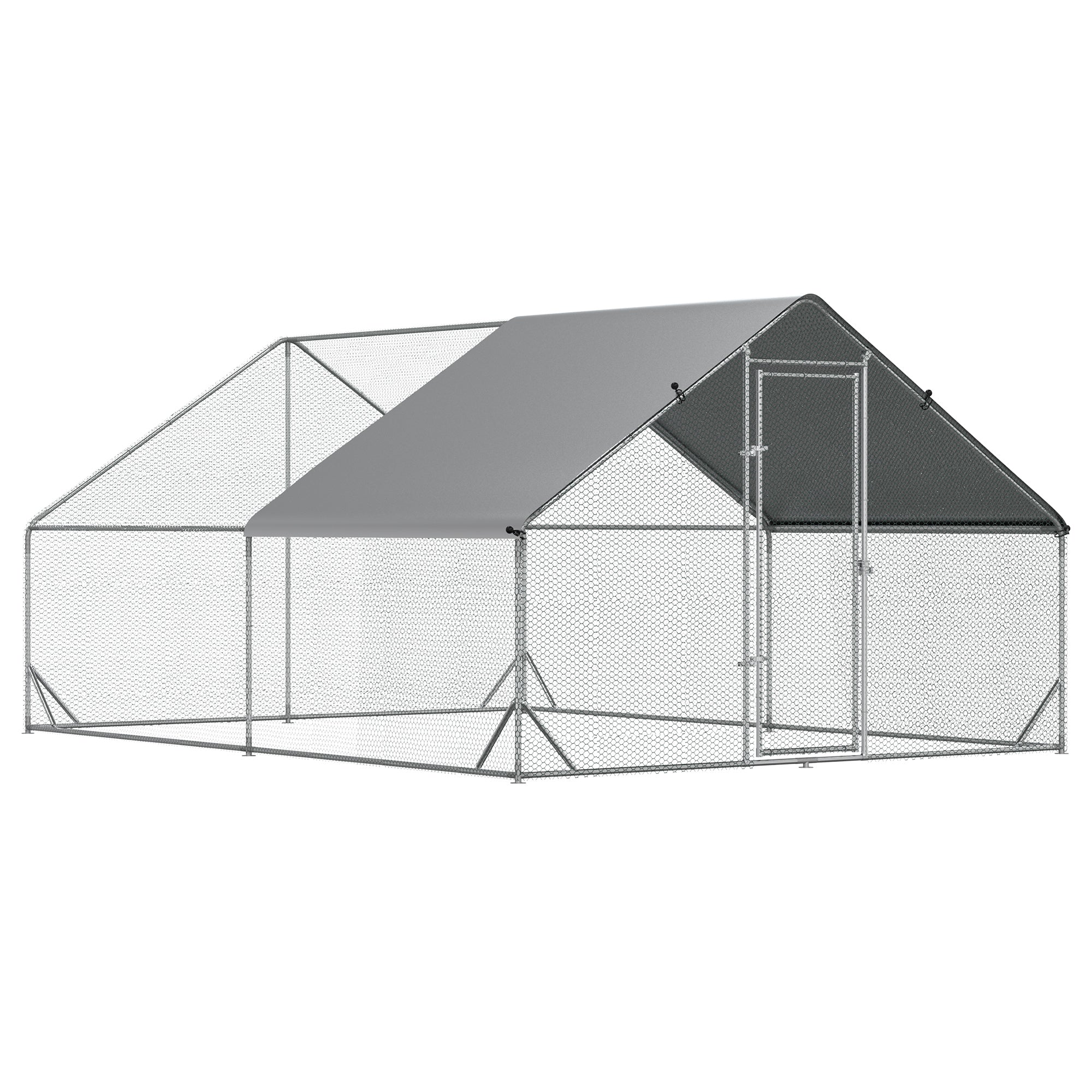 XXL Chicken Coop Run Shaded Roof Lock for 8-12 Poultry, Steel 3x4x2m