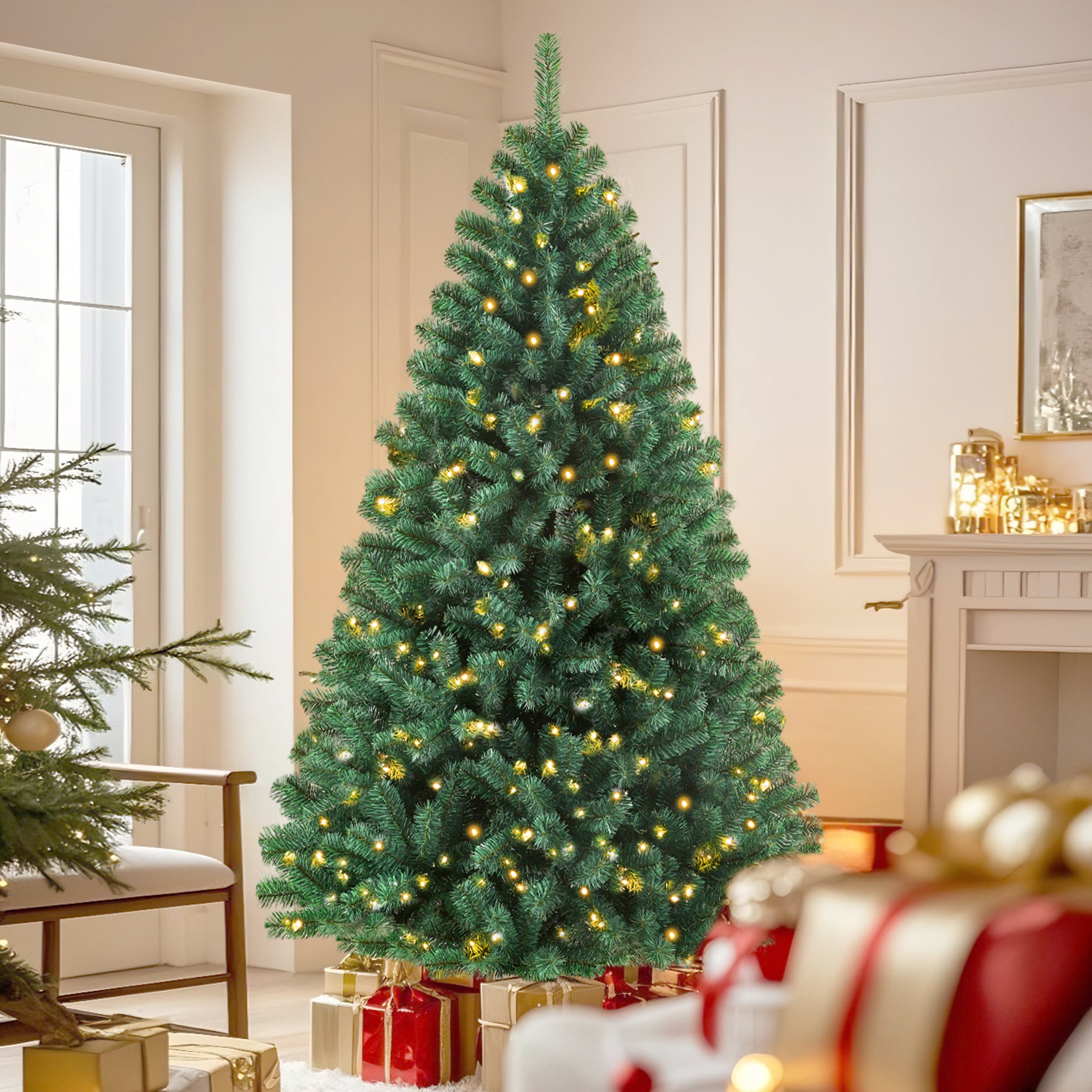 Artificial Christmas Tree, 180cm, 900 Tips, 180 LED Lights, PVC