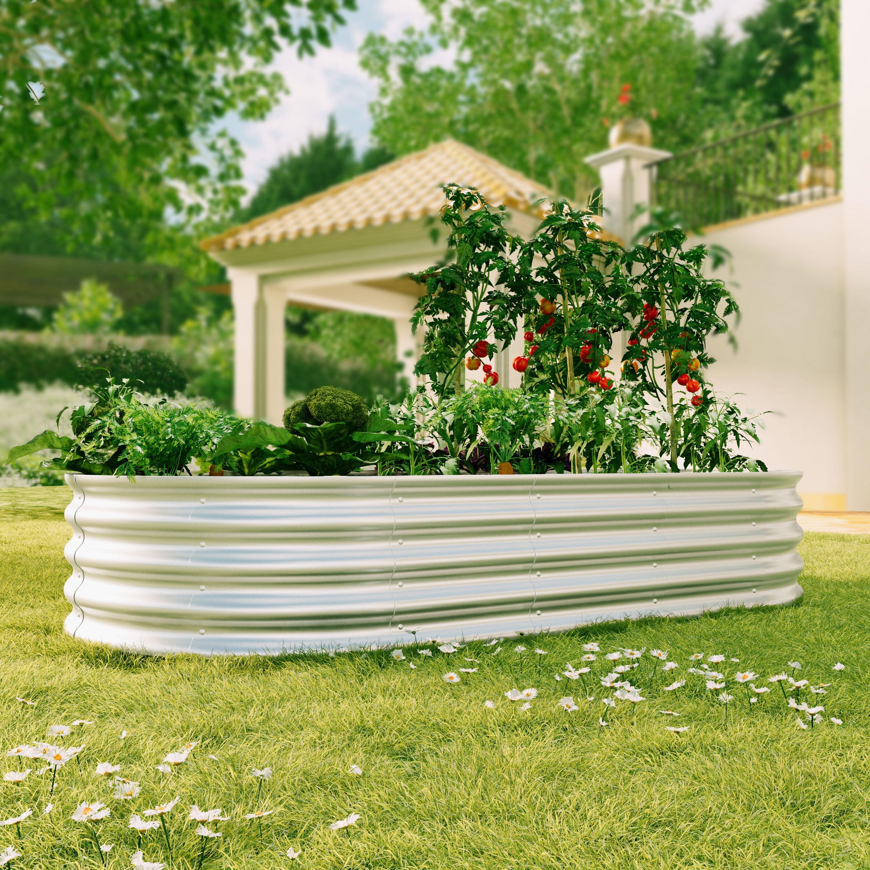 Raised Bed Metal Galvanized Planter Elevated Garden Kit, Rust Resistant, Easy Assembly, 6x3x1ft, Metal