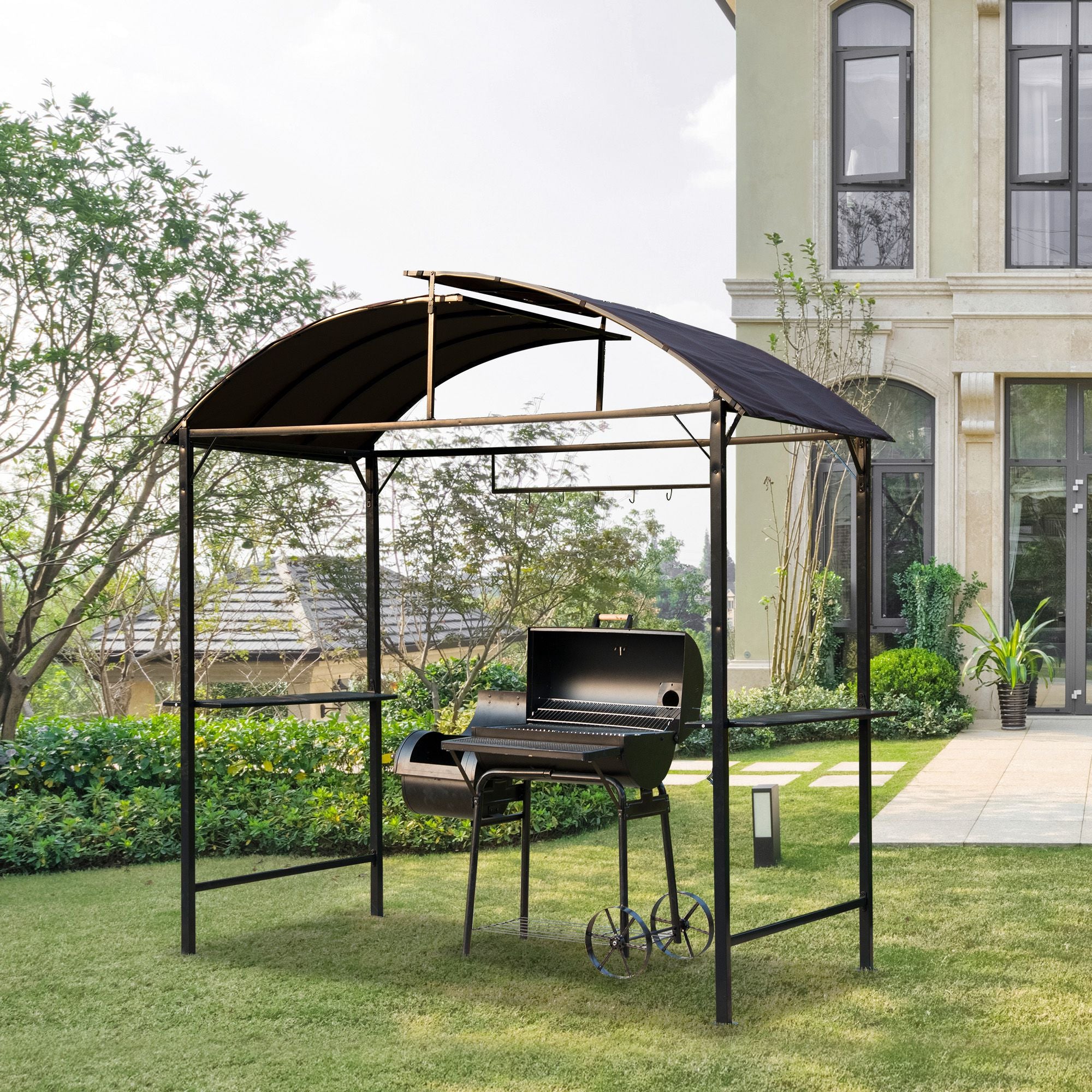 Metal Smoking Gazebo Marquee BBQ Shelter - Coffee