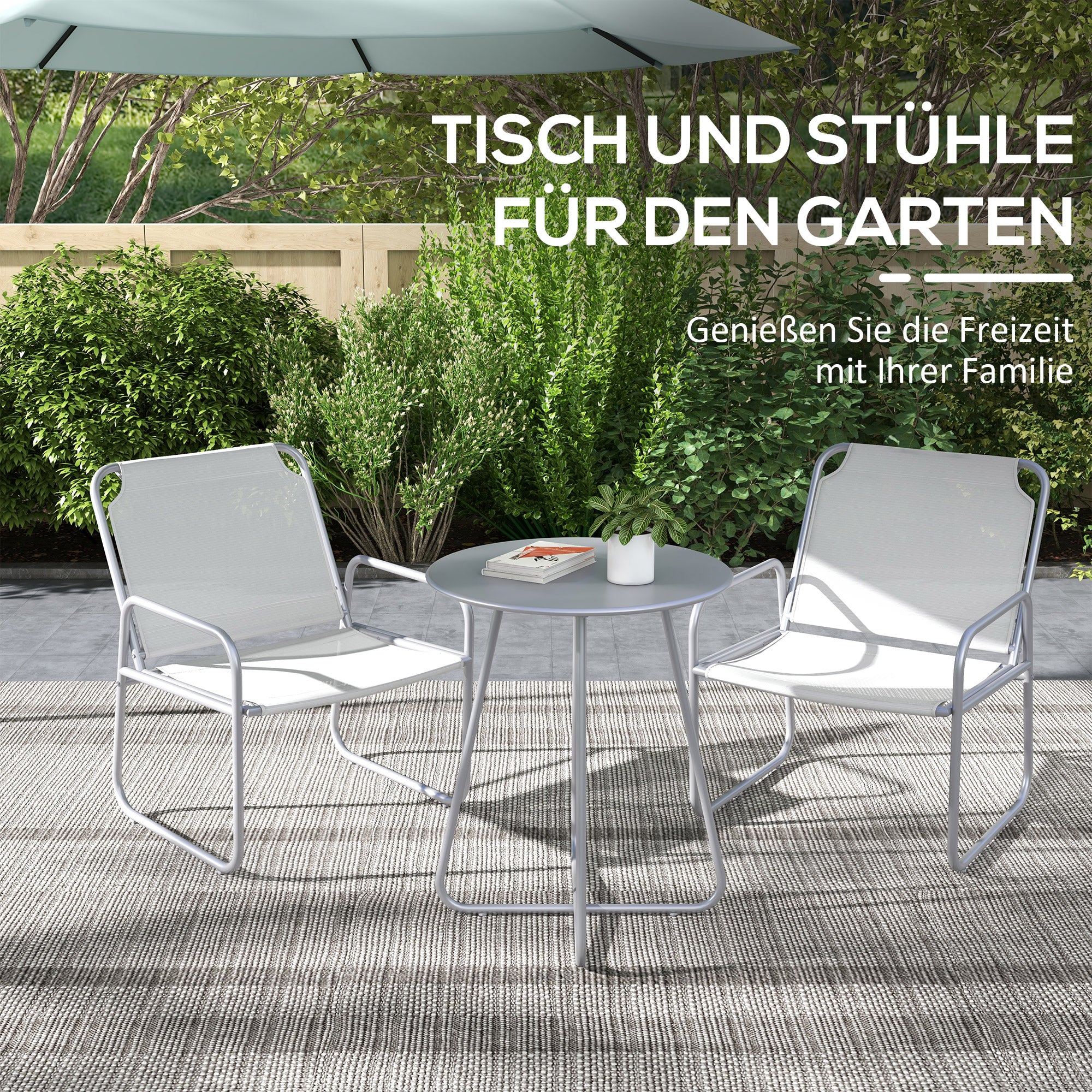 3-piece Bistro Set, Balcony Furniture, Mesh Light Grey