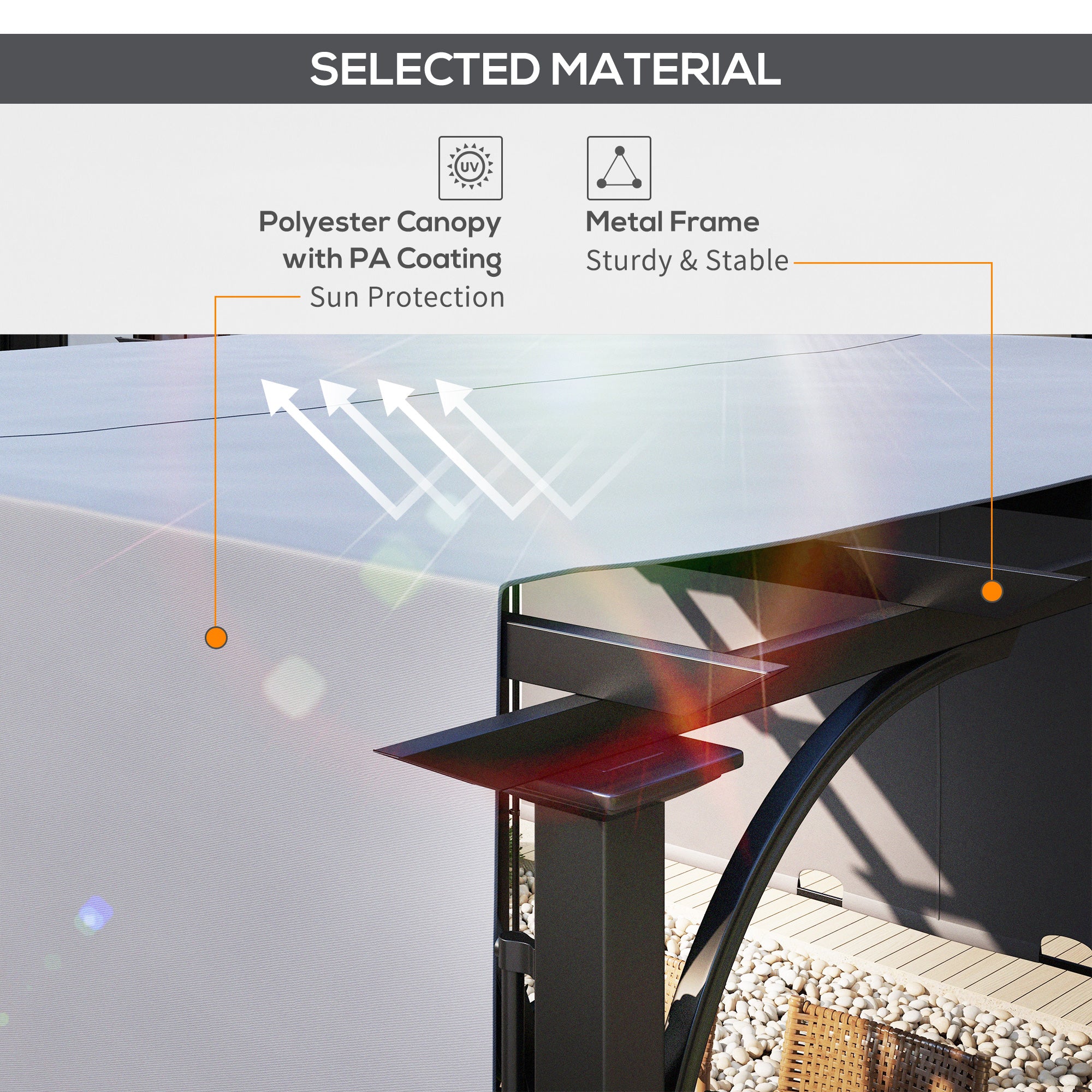 Outdoor Pergola 3 x 3m with Adjustable Canopy, Grey