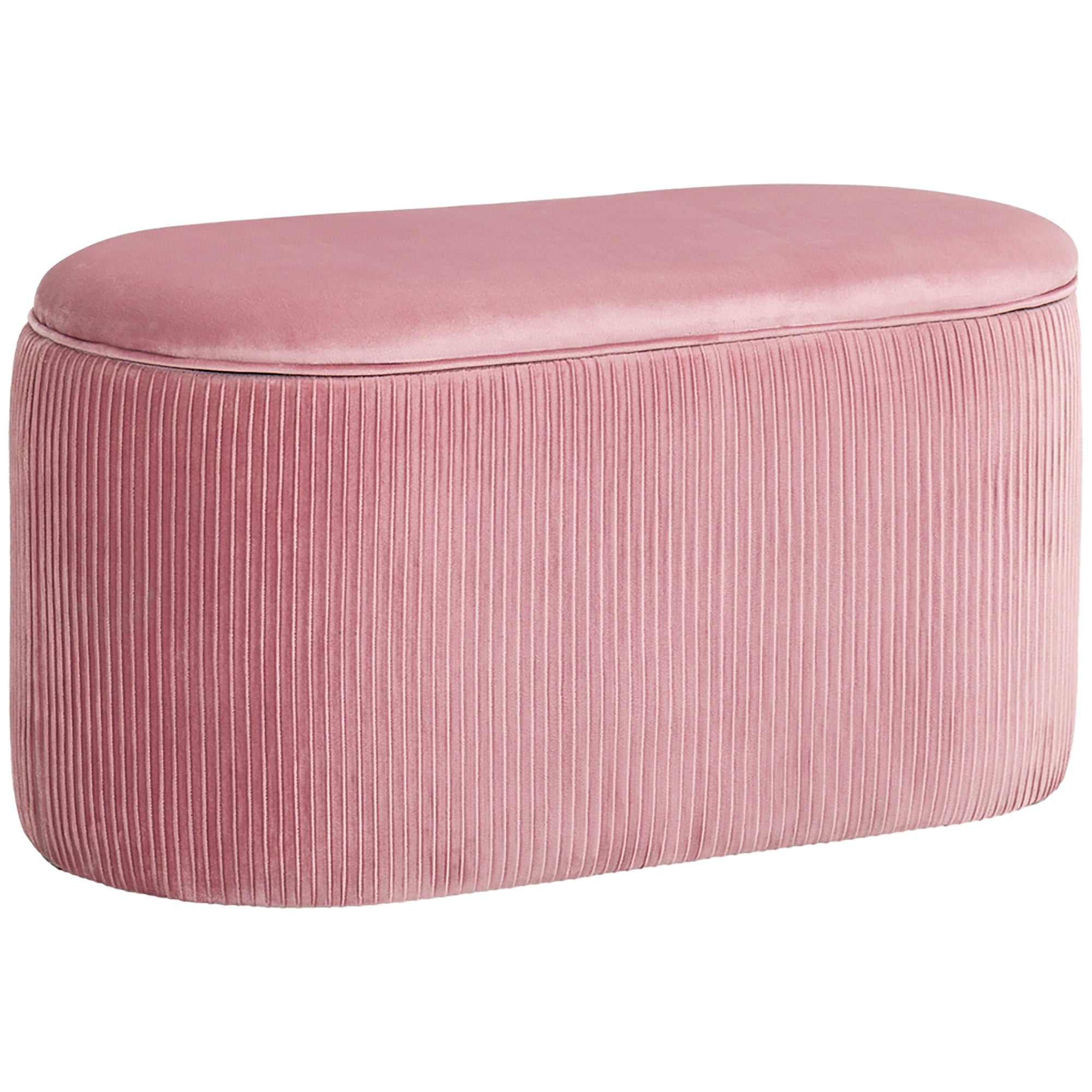 Upholstered Bench with Storage, French Style Velvet Cover, Pink