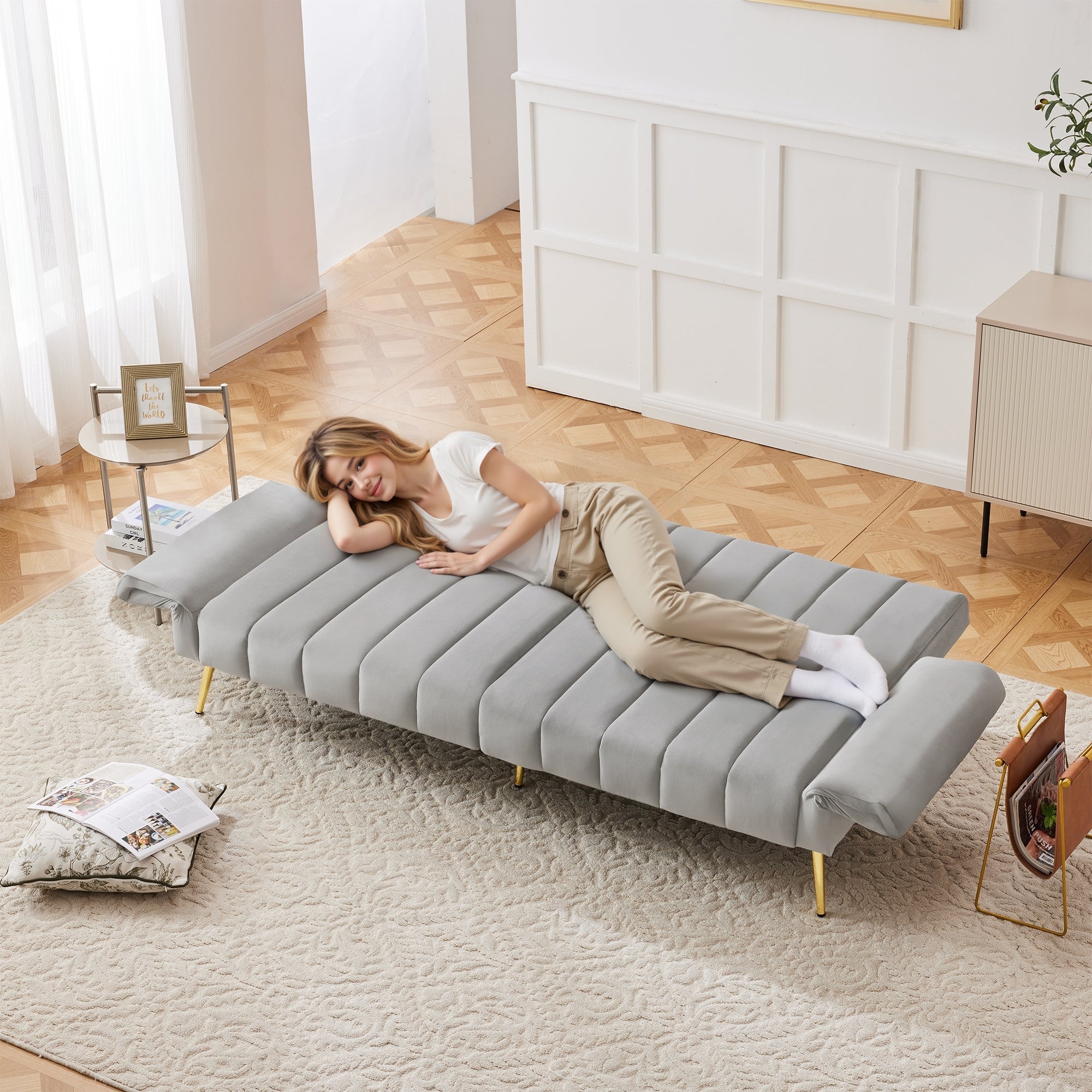 Sofa Bed, Modern Folding with Sleeping Function, Velvet