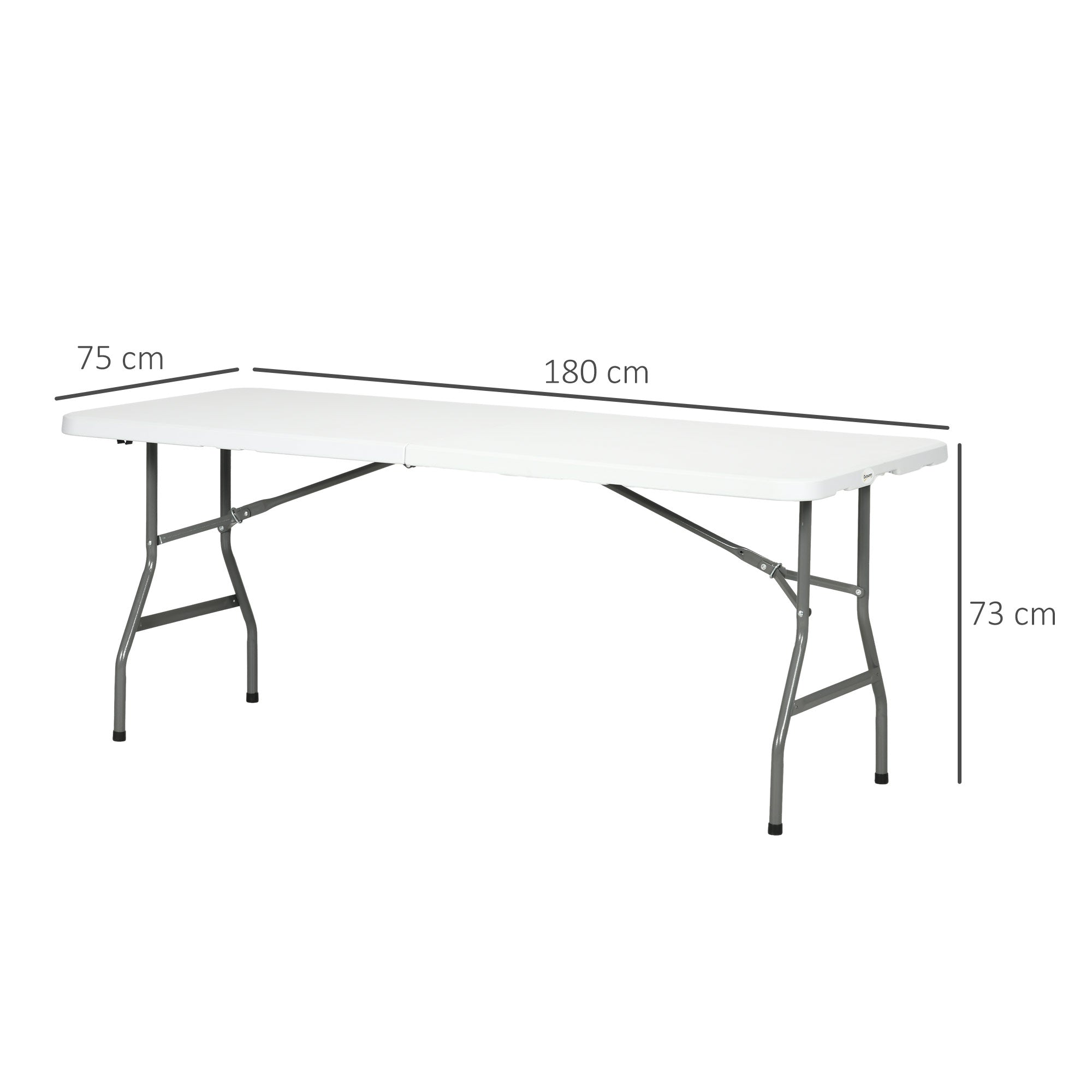 Folding Garden Table - 180x75cm Rectangular Outdoor Picnic Table for 6 - HDPE White