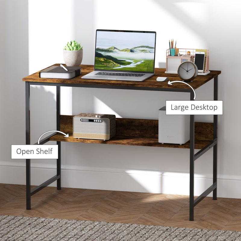 2-Tier Computer Desk, 100 x 60 cm, Rustic Brown