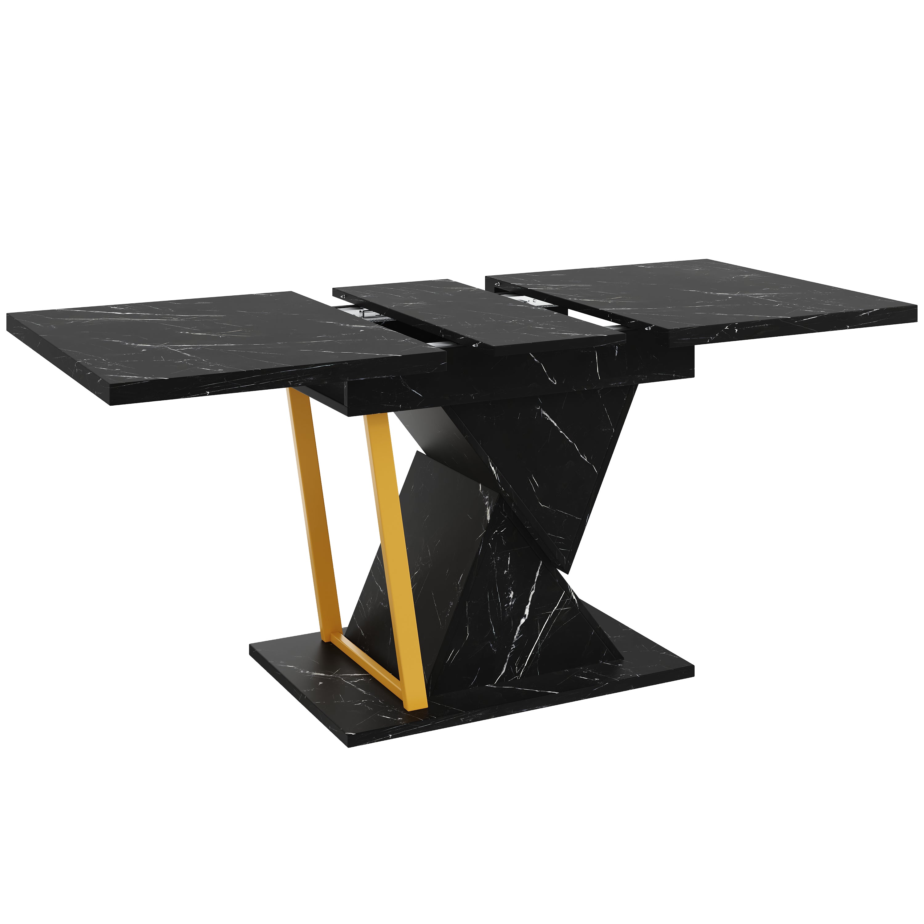 Extendable Dining Table 110-140x80cm 6 Seater Wood - Black