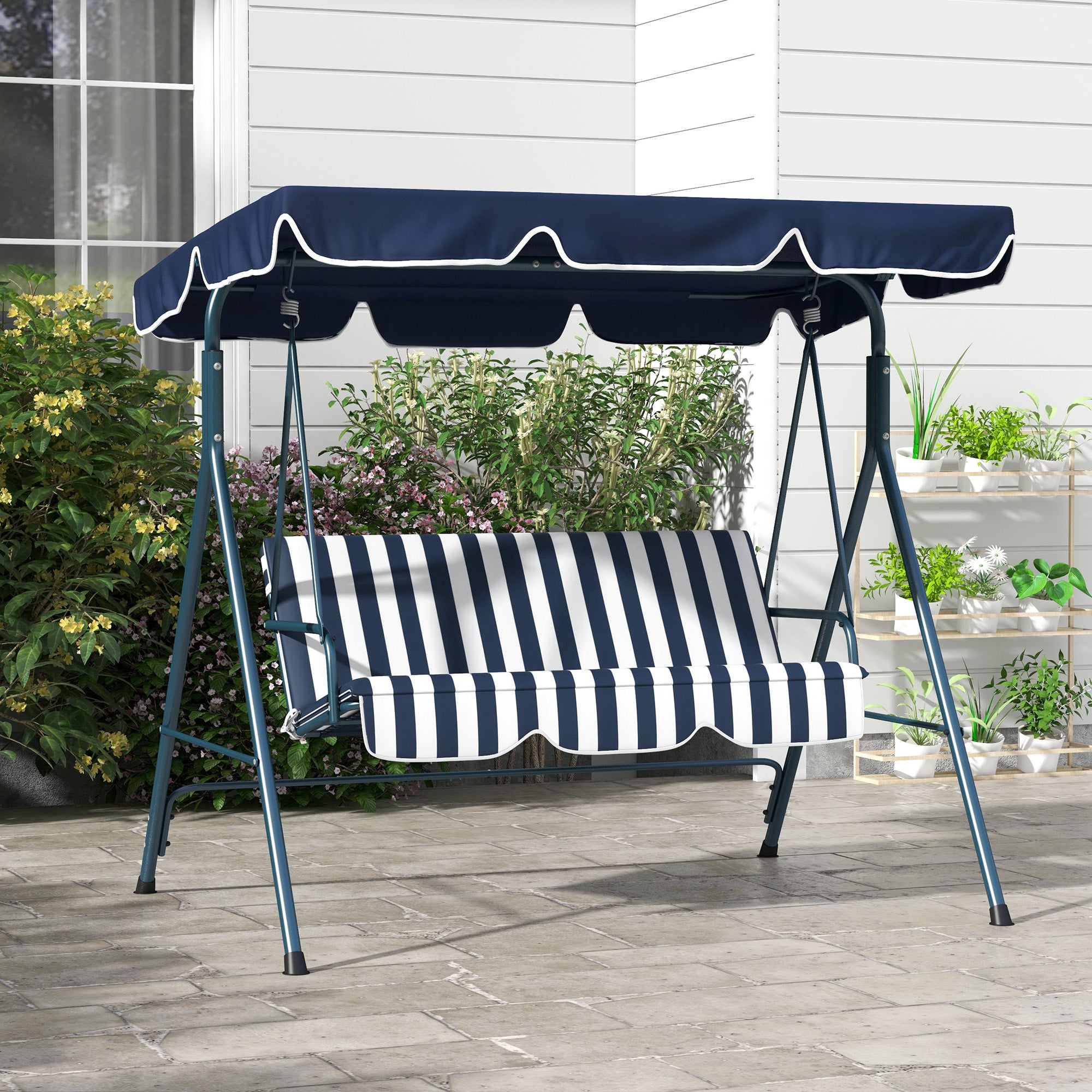 Hollywood Swing 3-Seater Adjustable Canopy Weatherproof - Blue