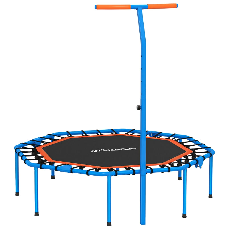 Fitness Trampoline with Adjustable Handlebar, Stable & Quiet Indoor Use, Blue Steel