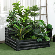 2 Tier Raised Garden Bed, Galvanised Planter Box for Vegetables Flowers Herbs, Dark Grey