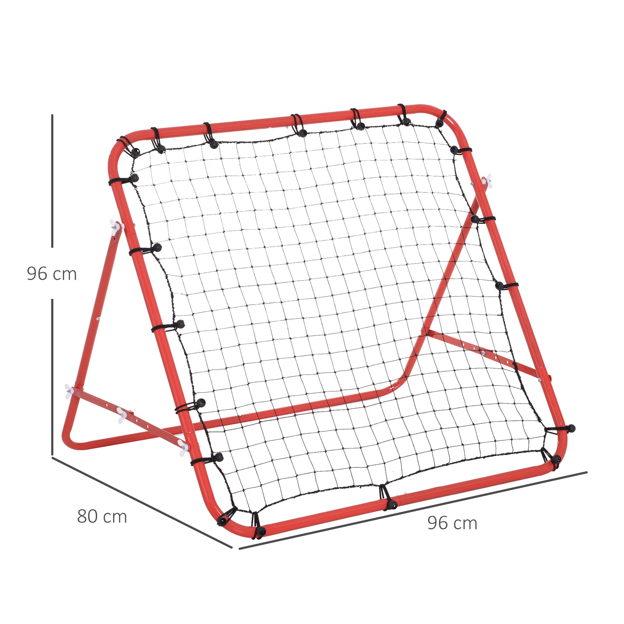 Football rebounder wall and net 96 x 80 x 96 cm adjustable angle red-black