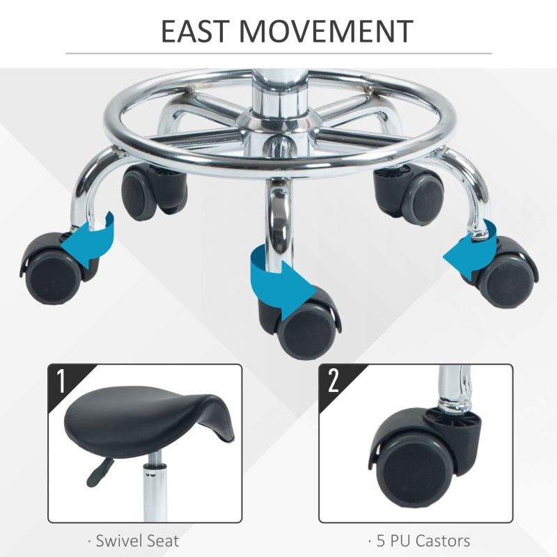 Salon Saddle Stool Rolling Chair Adjustable for Massage Beauty Clinic Black