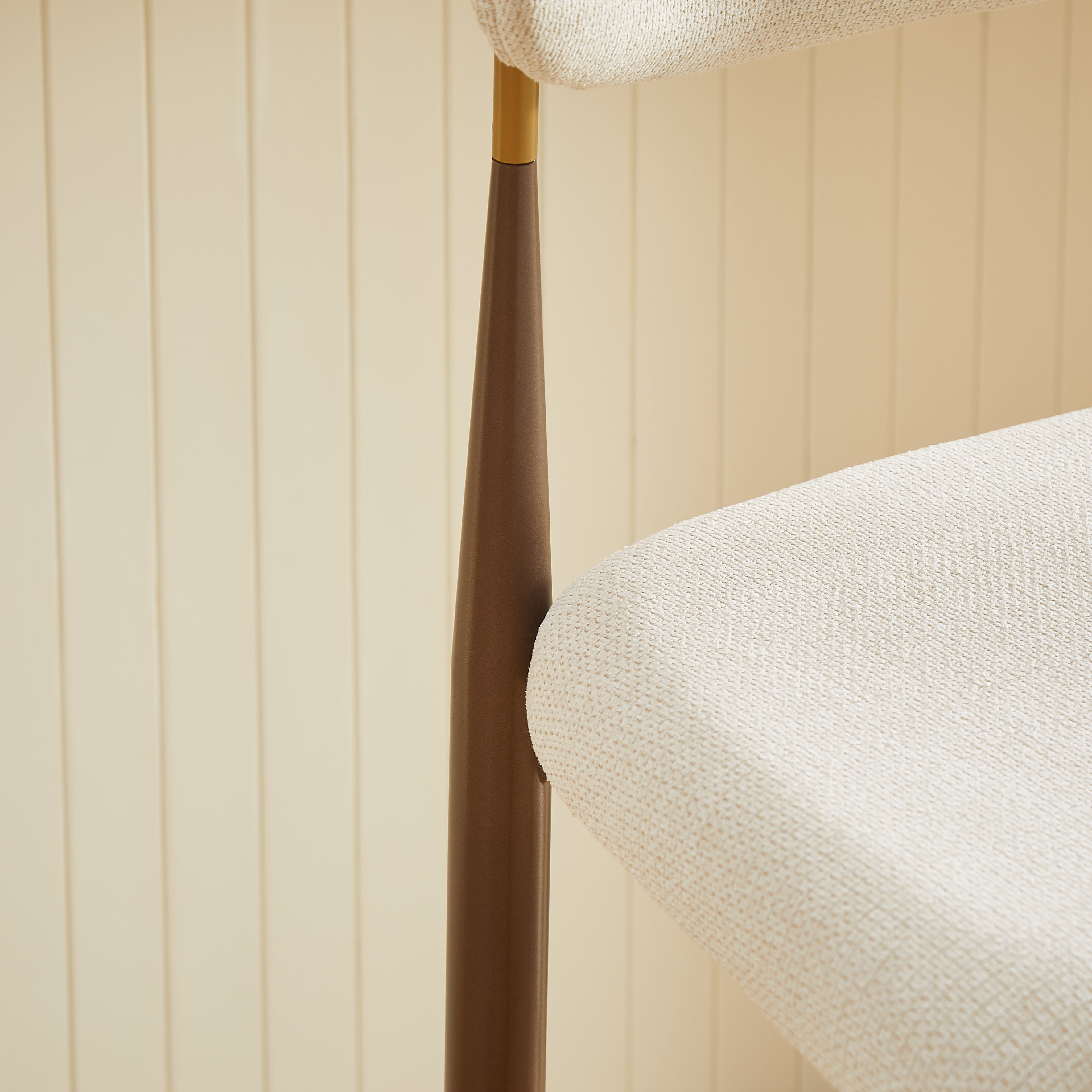 Set of 2 Bar Stools Counter Height French Country Retro - Cream Fabric