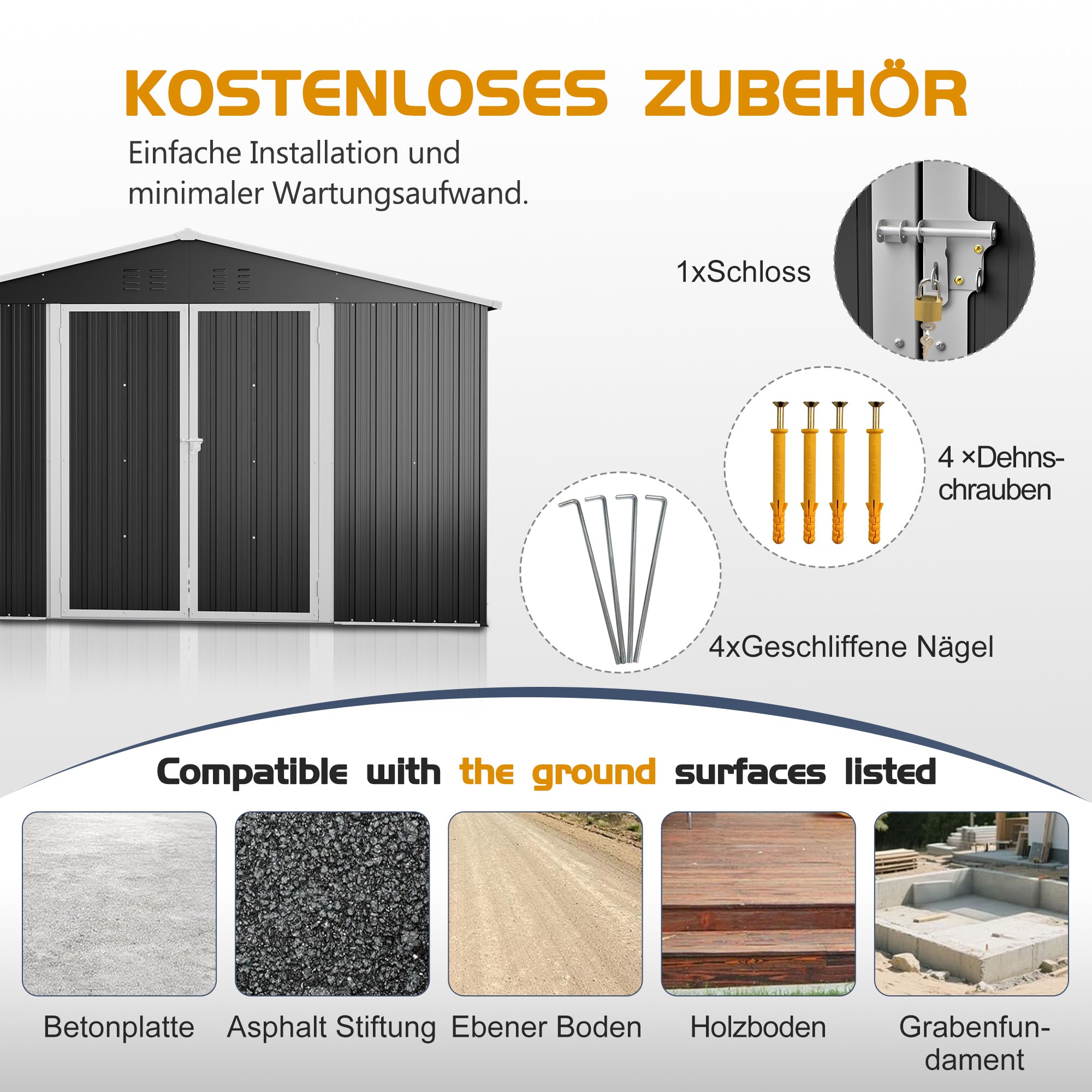 Metal Garden Shed XXXL 300x252x191 cm Pitched Roof, Anthracite