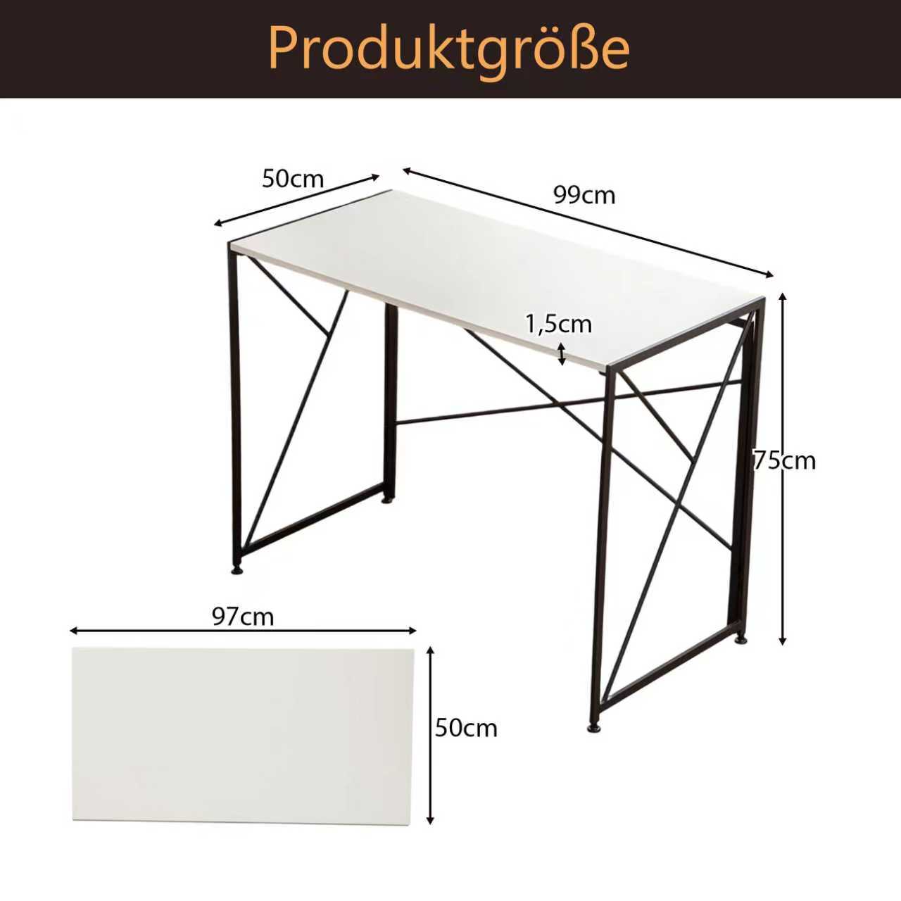 Desk Foldable Easy Install White