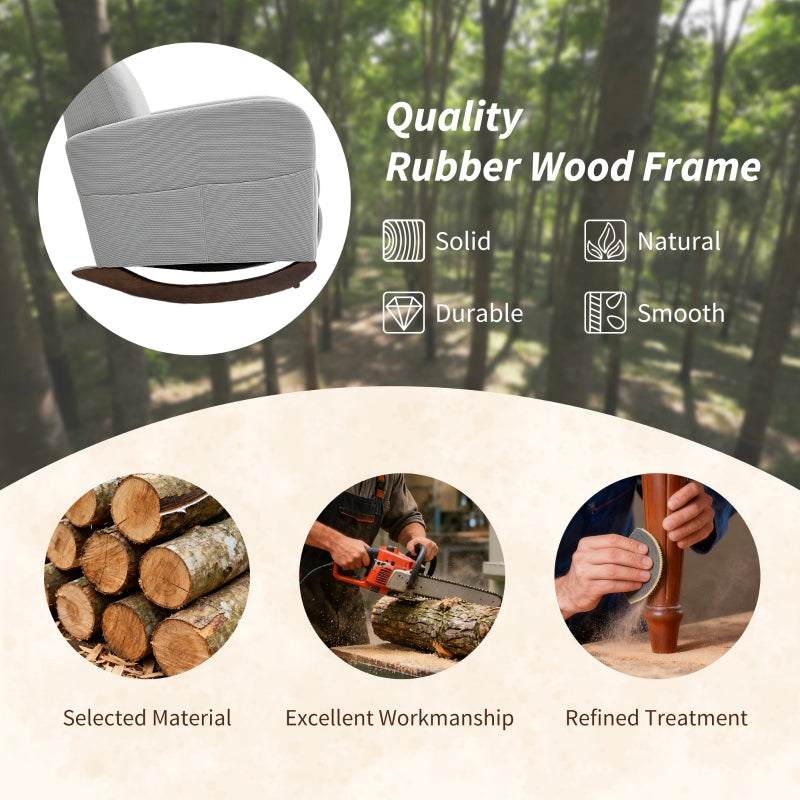 Corduroy Rocking Armchair Padded 11° Rocking Base Grey