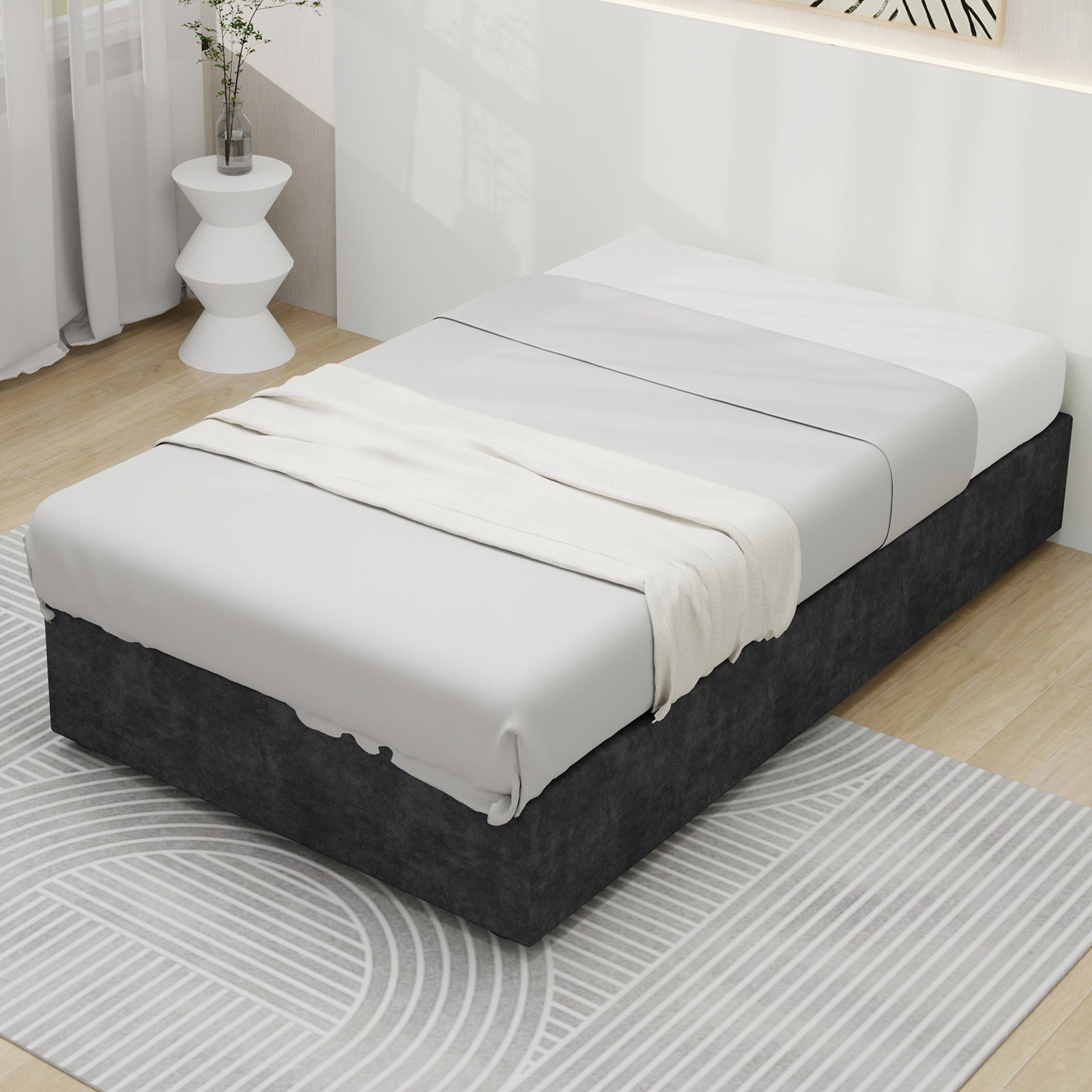 Bed Frame Simple Style 90x200 cm Gas Lift Dutch Velvet Grey