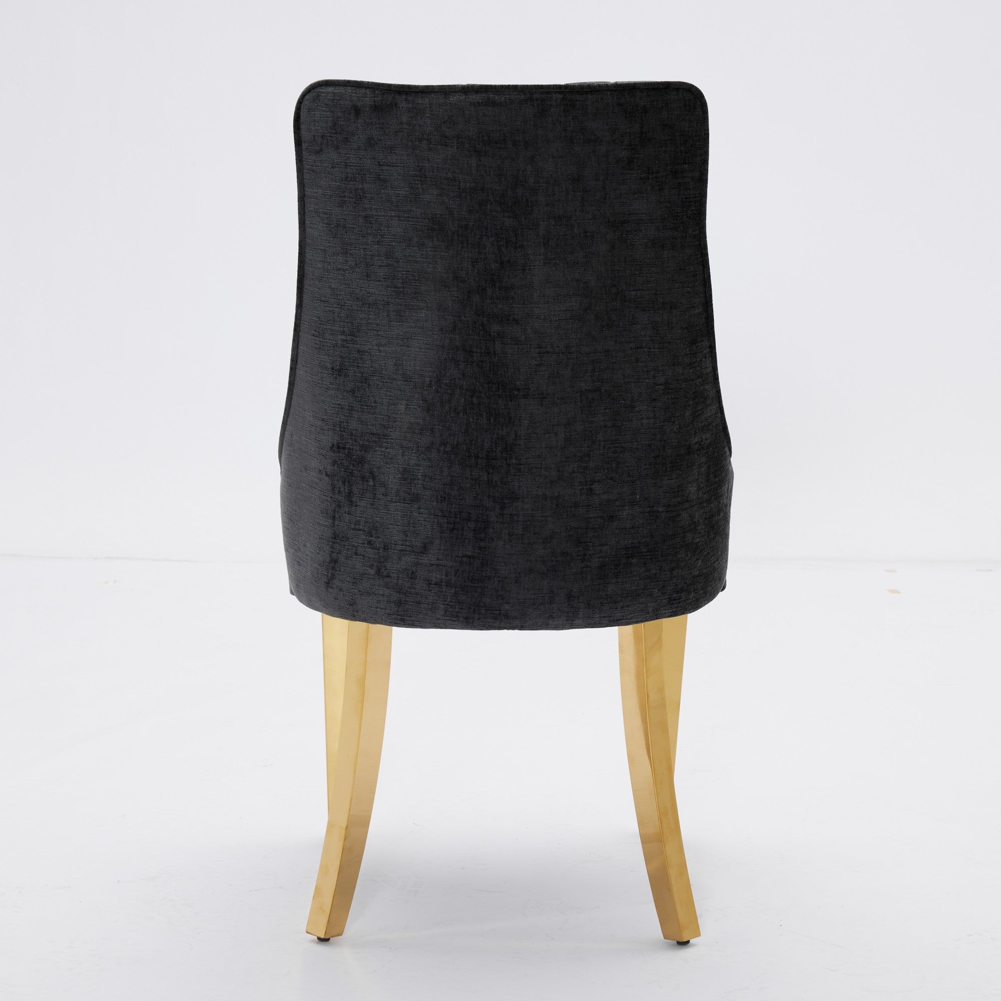 Dining Chairs, Set of 2 Accent Chair Golden Stainless Steel Legs, Chenille Black