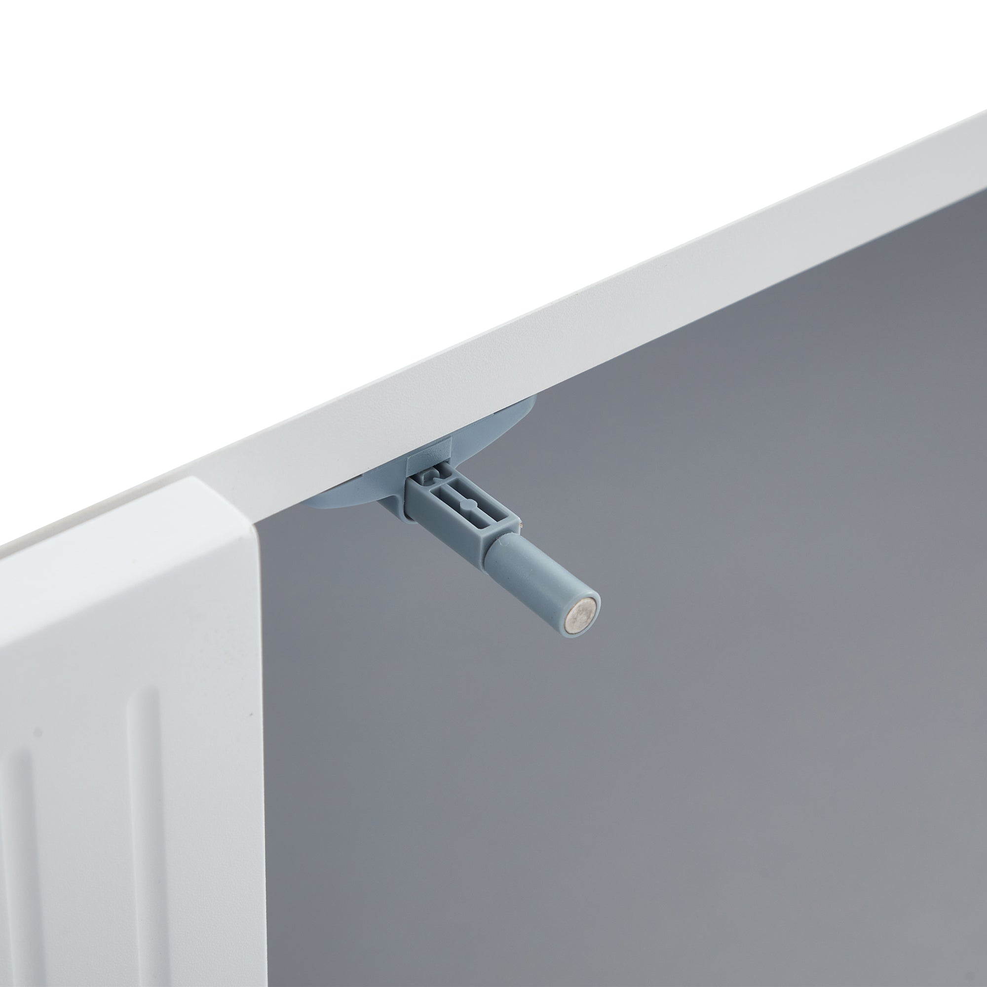 Modern TV cabinet for TVs up to 80 inches with two doors and cable management in white